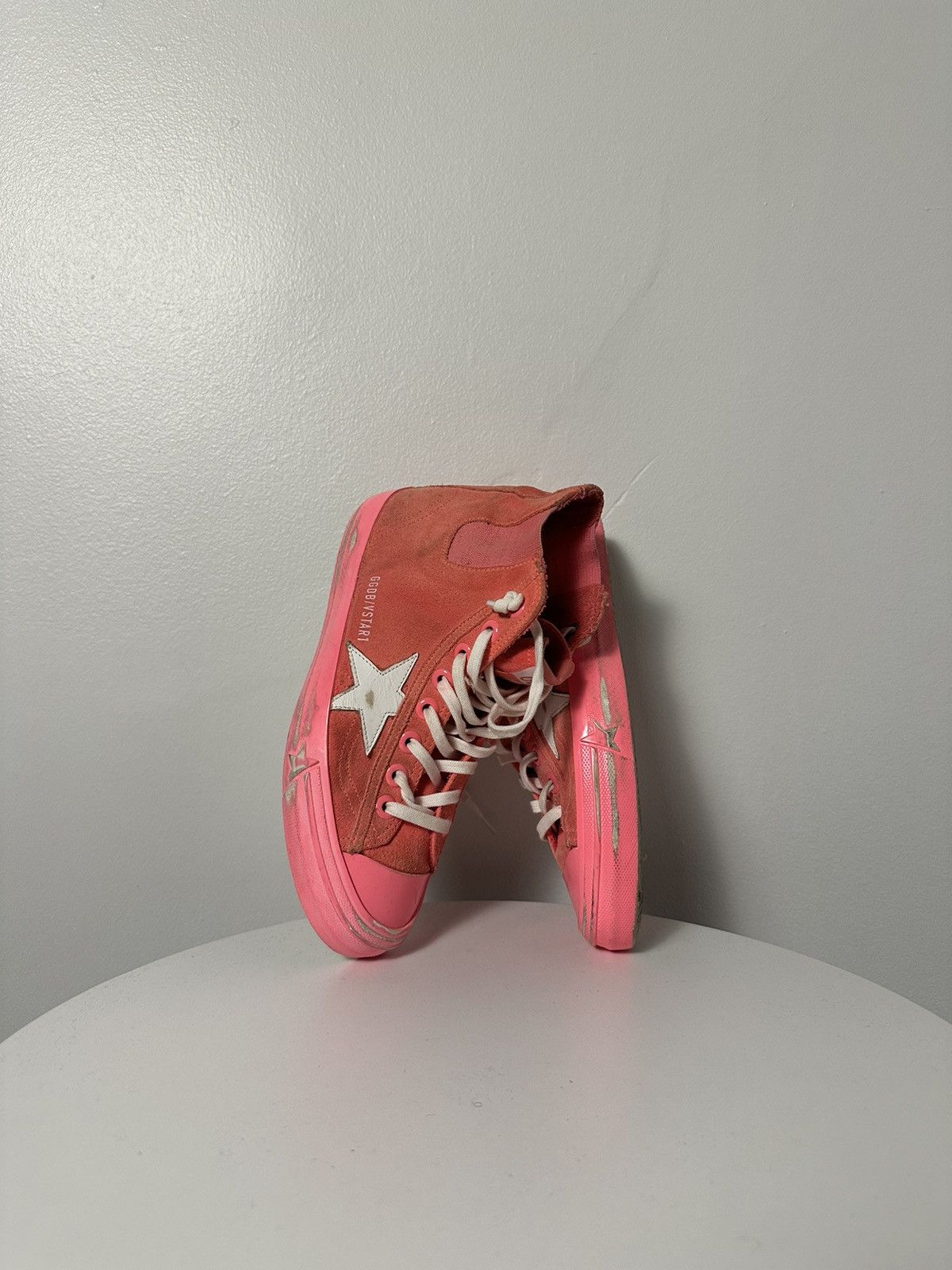 Golden Goose Golden Goose Deluxe Brand V Star 2 Pink Hi-Top Sneakers Size US 7.5 / IT 37.5 - 4 Thumbnail