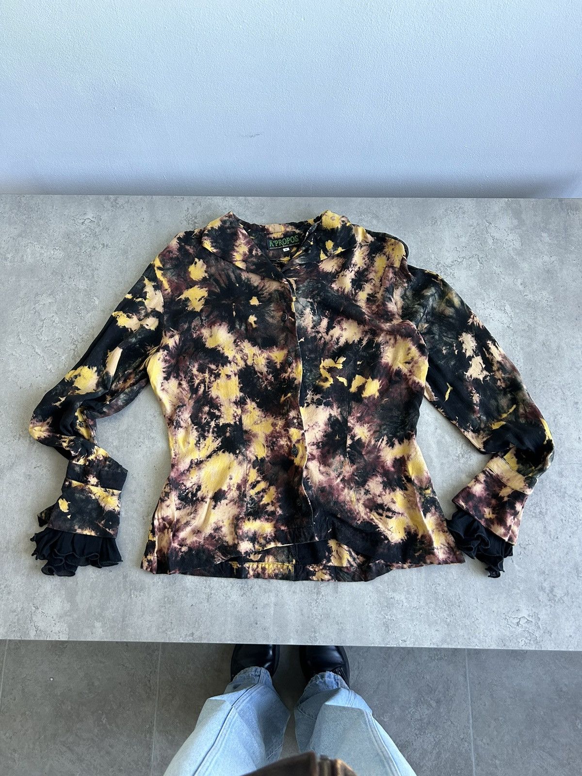 Vintage Tie dye Blouse Vintage Gorgeous Mesh Y2K 00s Size S / US 4 / IT 40 - 6 Thumbnail
