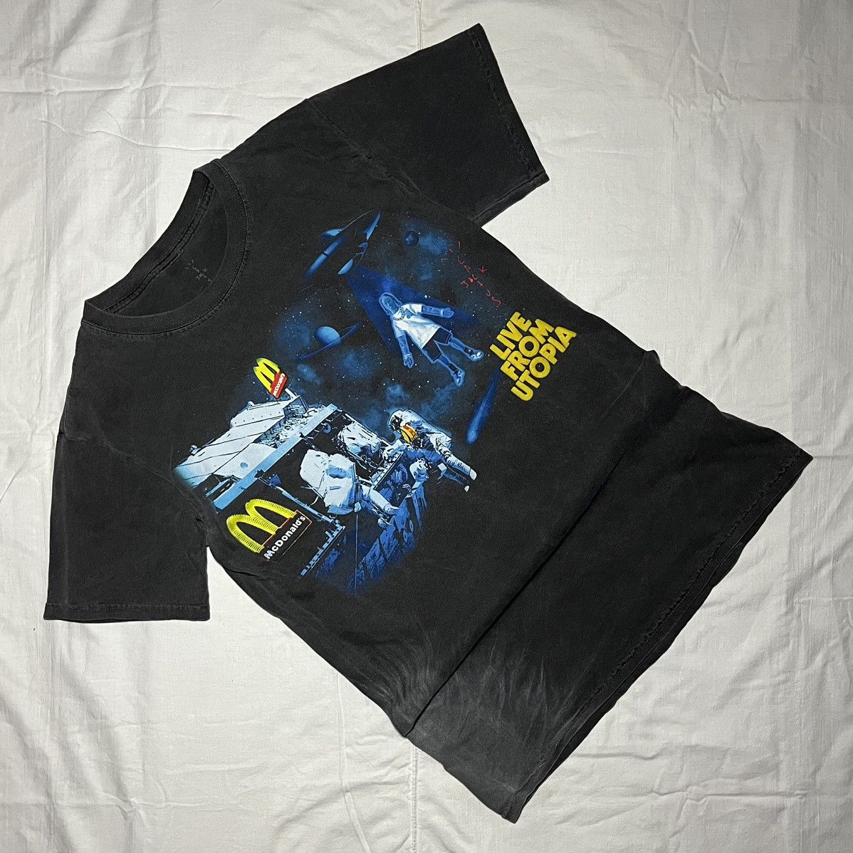 Travis Scott Travis Scott x McDonald’s Live From Utopia Grey T-Shirt Size US S / EU 44-46 / 1 - 1 Thumbnail