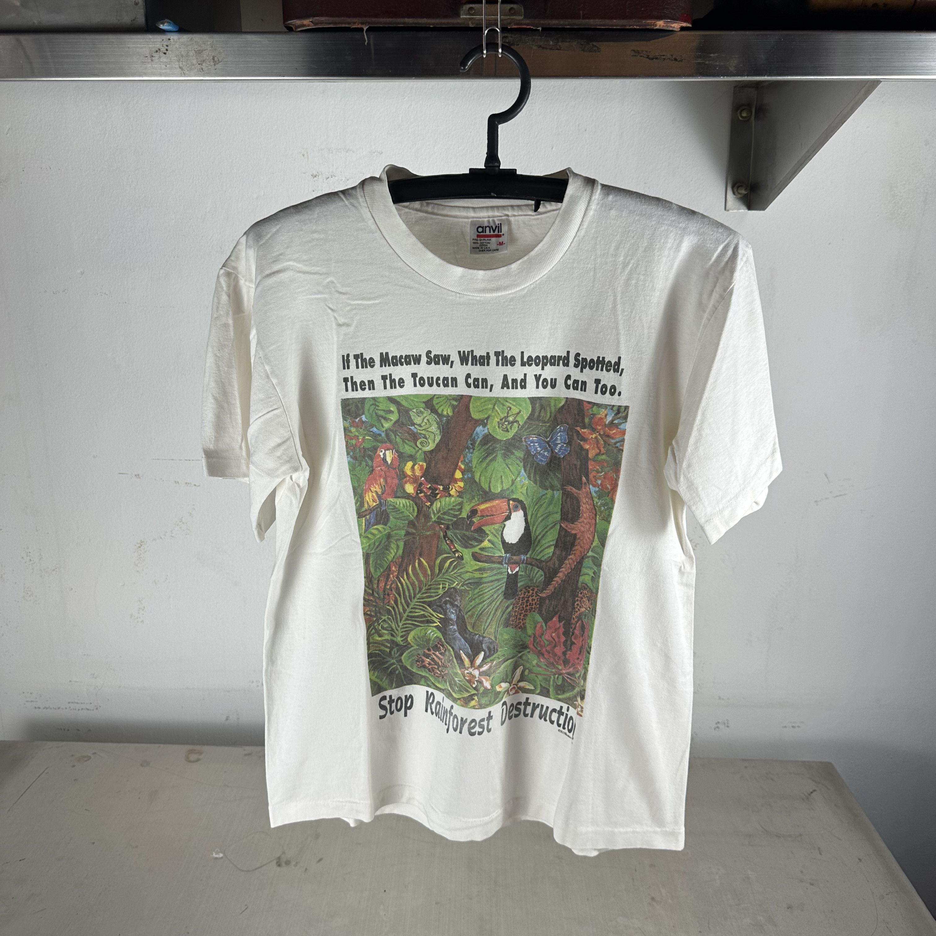 Vintage ​1993 Stop Rainforest Destruction Nature Artwork T-Shirt Size US M / EU 48-50 / 2 - 1 Thumbnail