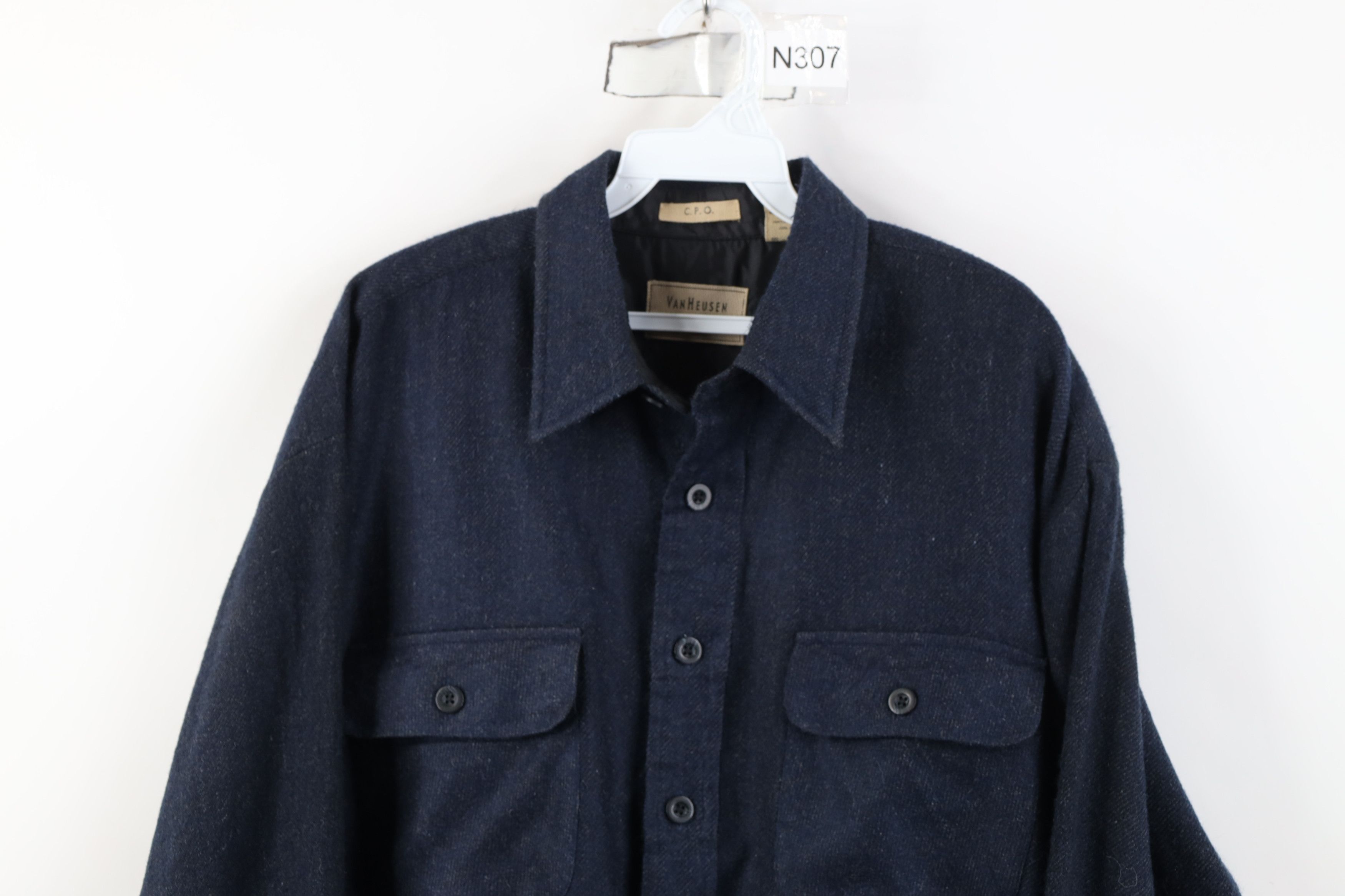 Vintage Vintage 90s Streetwear Wool Blend CPO Button Shirt Blue Size US M / EU 48-50 / 2 - 2 Thumbnail