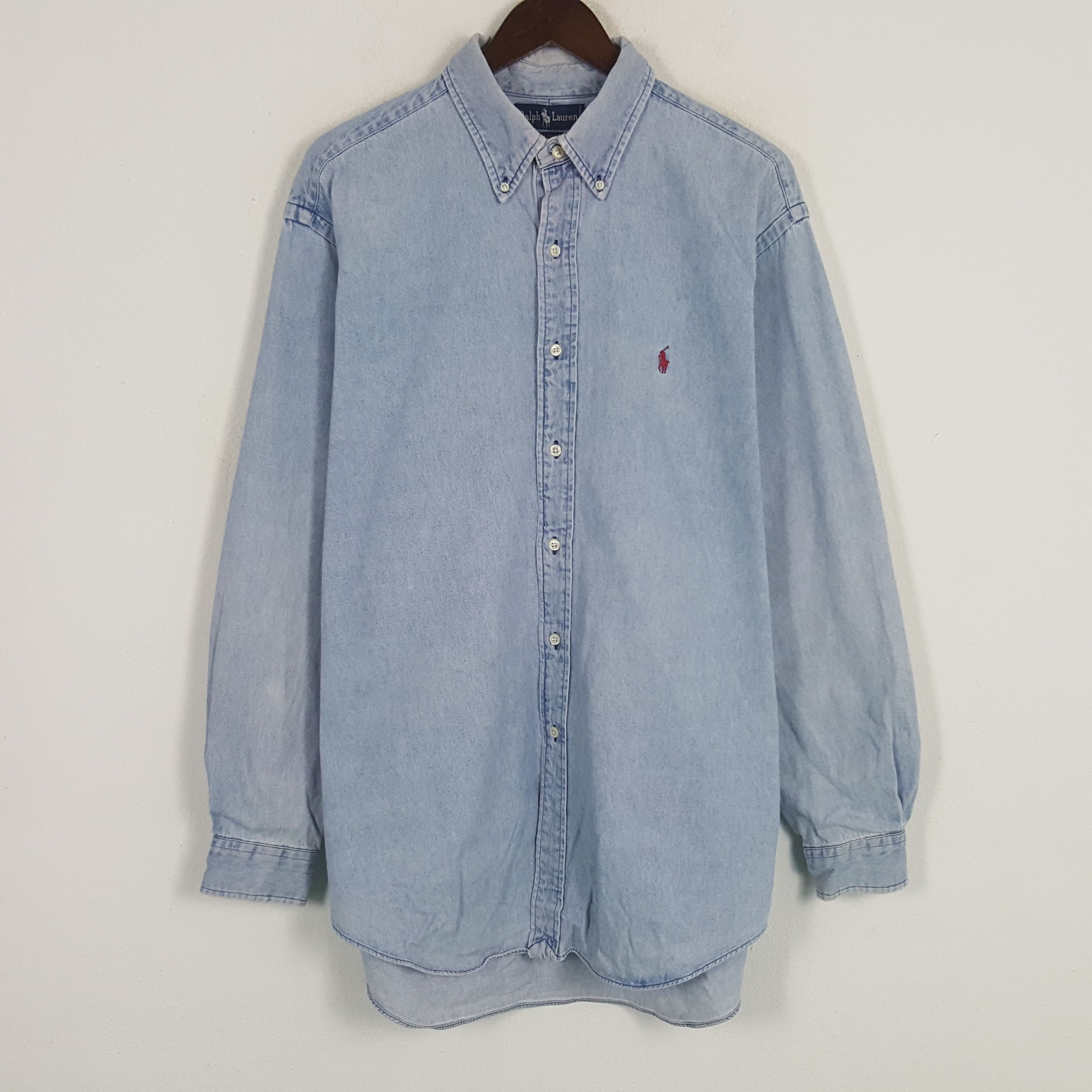 Polo Ralph Lauren × Ralph Lauren × Vintage Vintage Ralph Lauren Denim Button Up Shirt Size US L / EU 52-54 / 3 - 1 Thumbnail