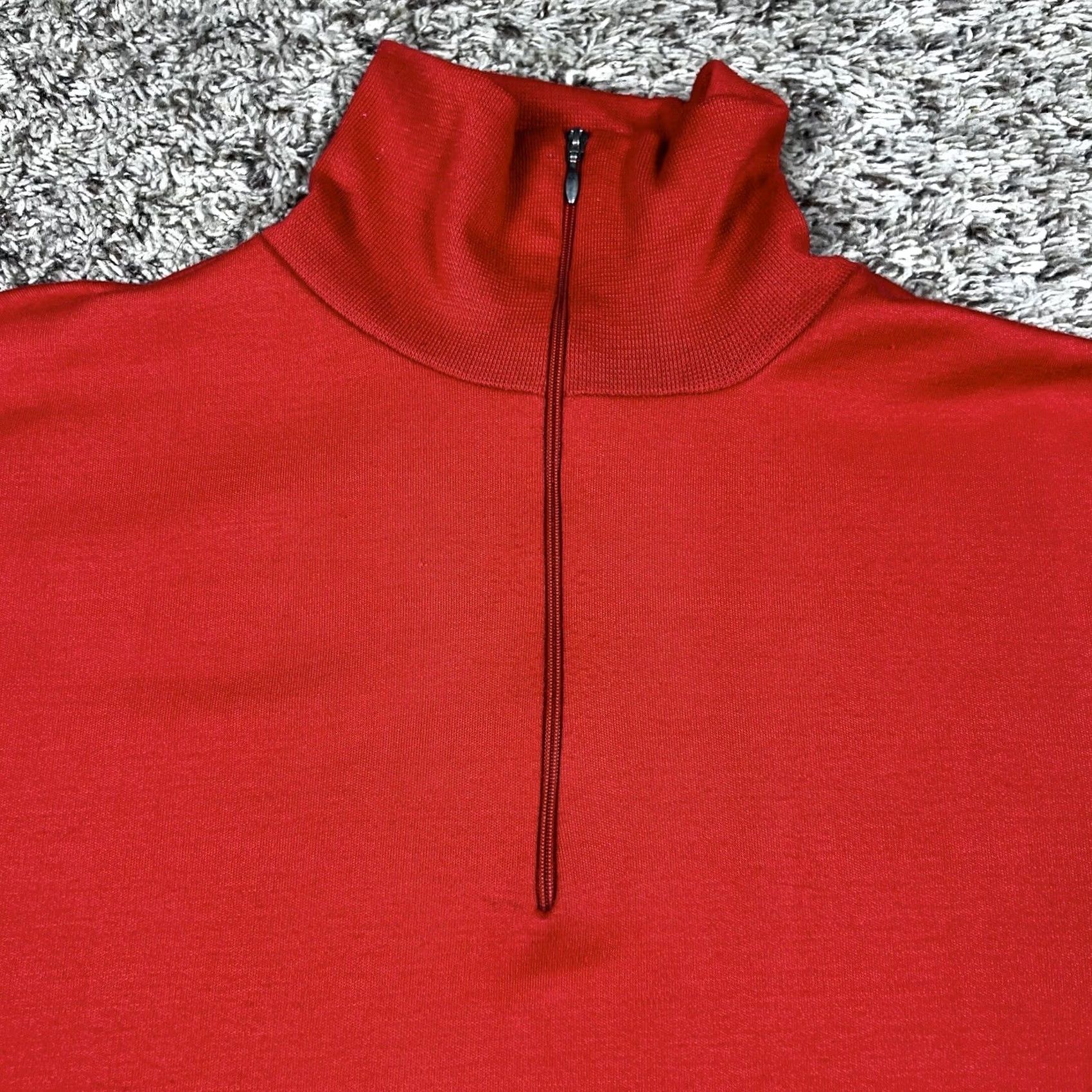 Vintage VINTAGE L.L. Bean Quarter Zip Men Medium Red Pullover Stretch Fit Athletic Wear Made USA Shirt Mens Red, Solid, Long Sleeve, Polyester, Logo Size US M / EU 48-50 / 2 - 7 Thumbnail