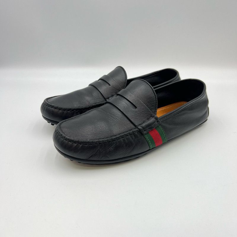 Gucci Gucci Black Leather Slip-On Loafers for Men Size US 8.5 / EU 41-42 - 1 Thumbnail