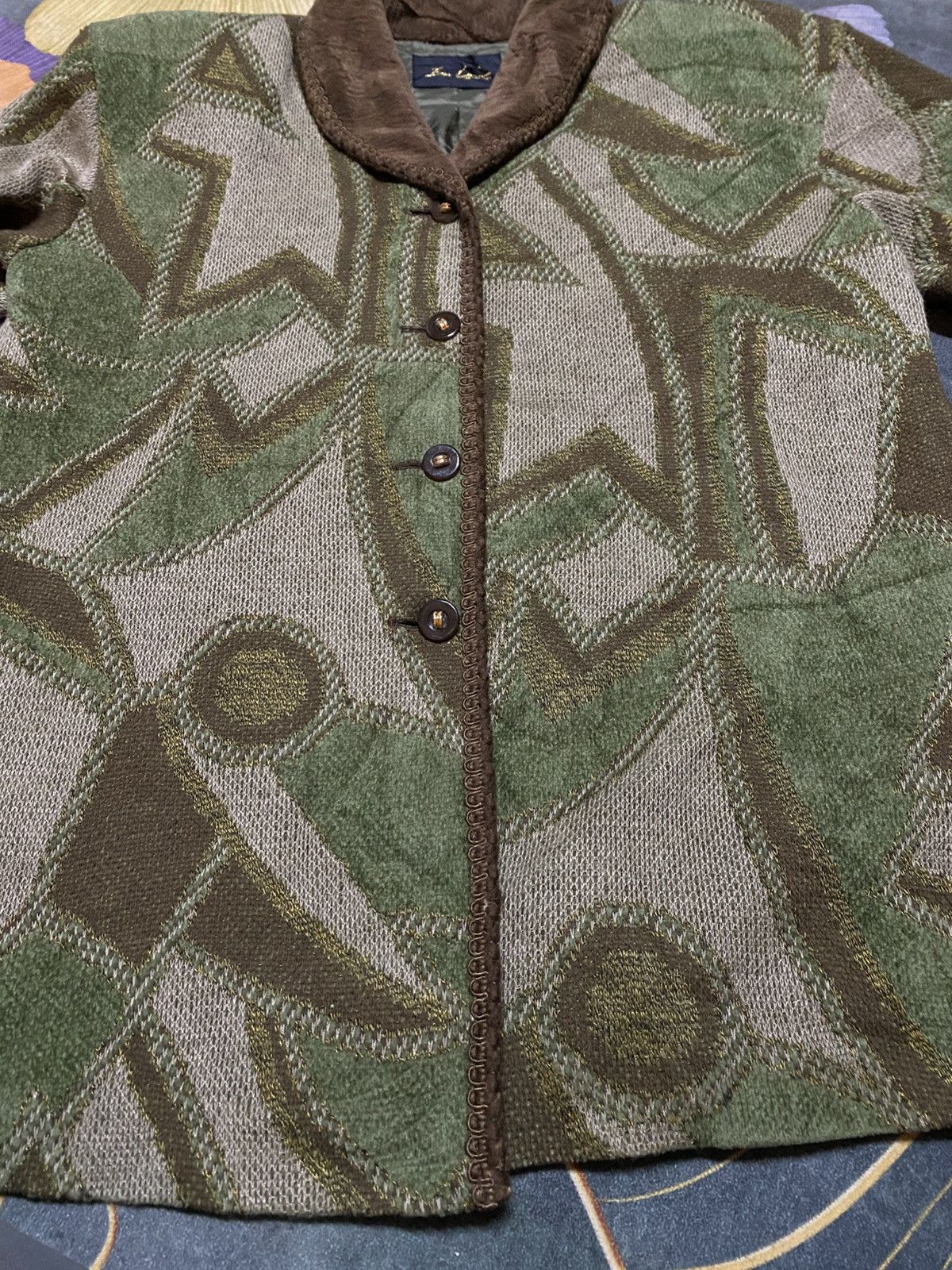 Japanese Brand Vintage En Lain “For High Style Abstract Pattern Wool Jacket Size L / US 10 / IT 46 - 18 Thumbnail