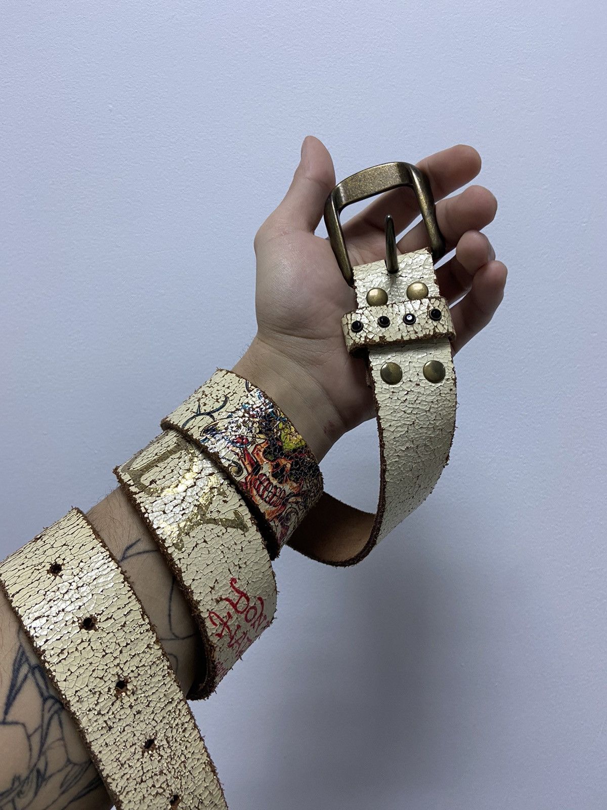 小物 00s OAKLEY leather 3D skull belt y2k Vintage Y2K Oakley Gray Leather Belt Skull Buckle Rare NEW