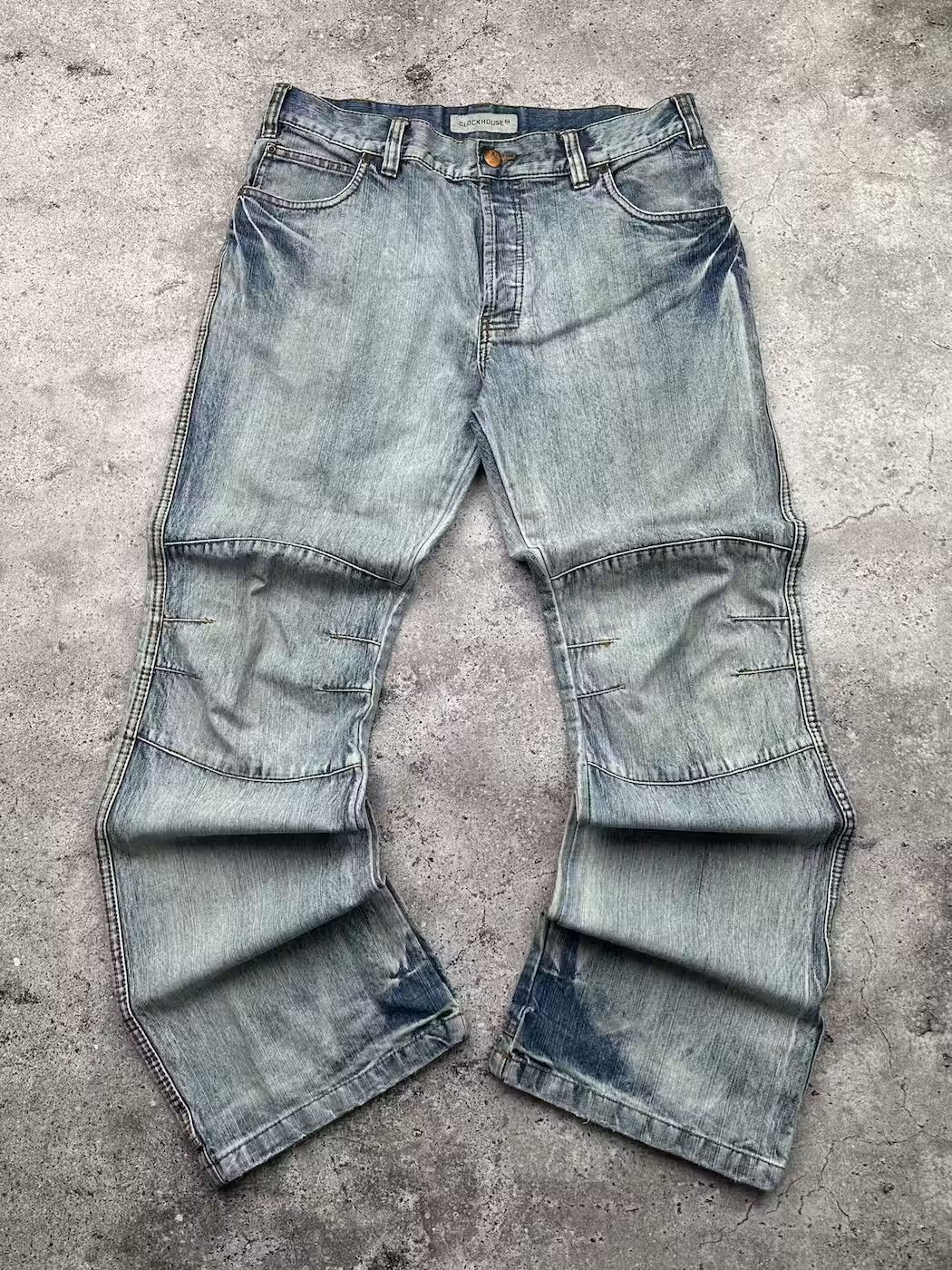 Japanese Brand Vintage Faded Biker Wide Flare Jeans C213(V393)E2 Size US 36 / EU 52 - 1 Thumbnail