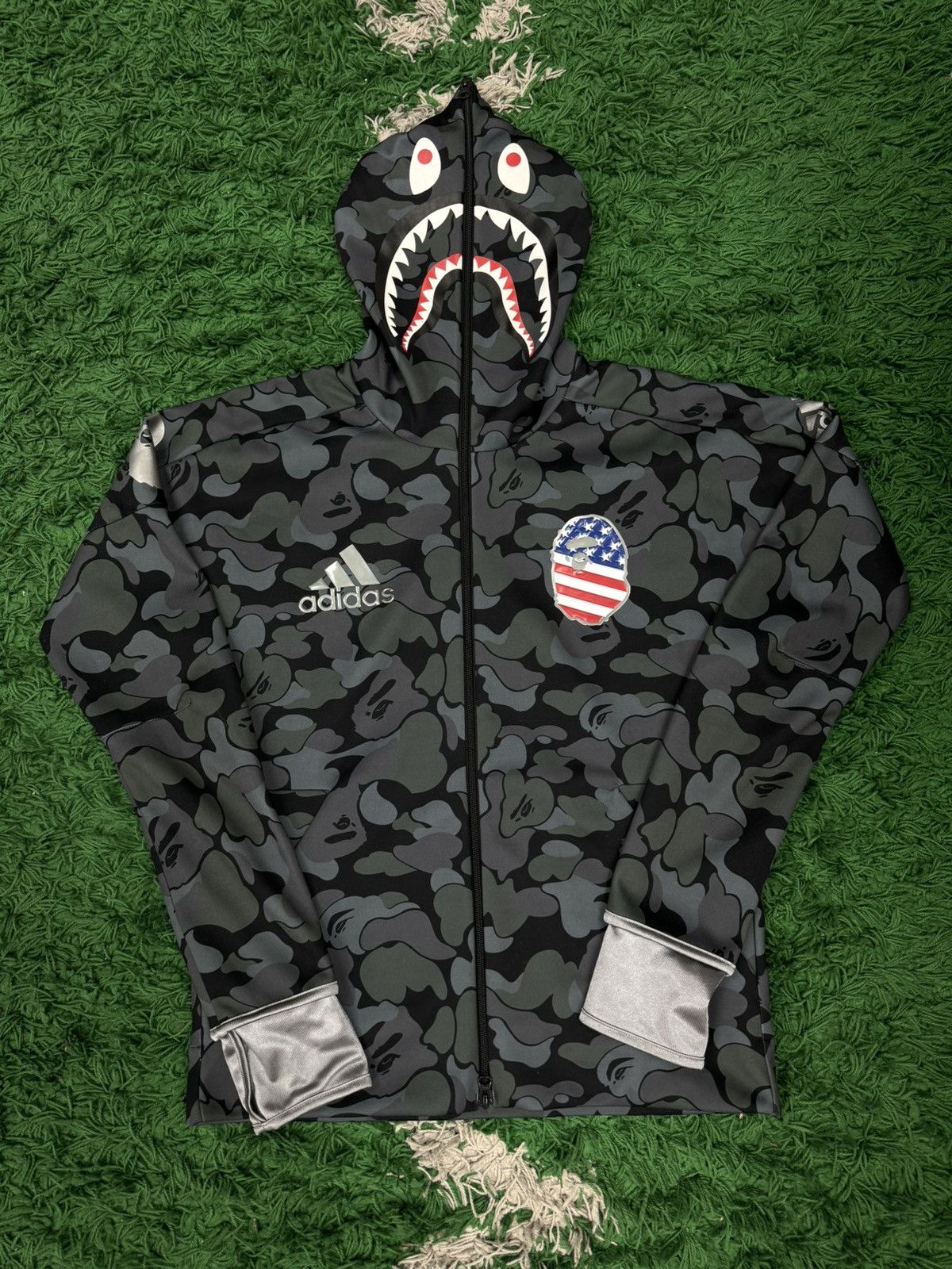 Adidas Bape Bape x Adidas SB Shark Hoodie Japanese Size L Grailed