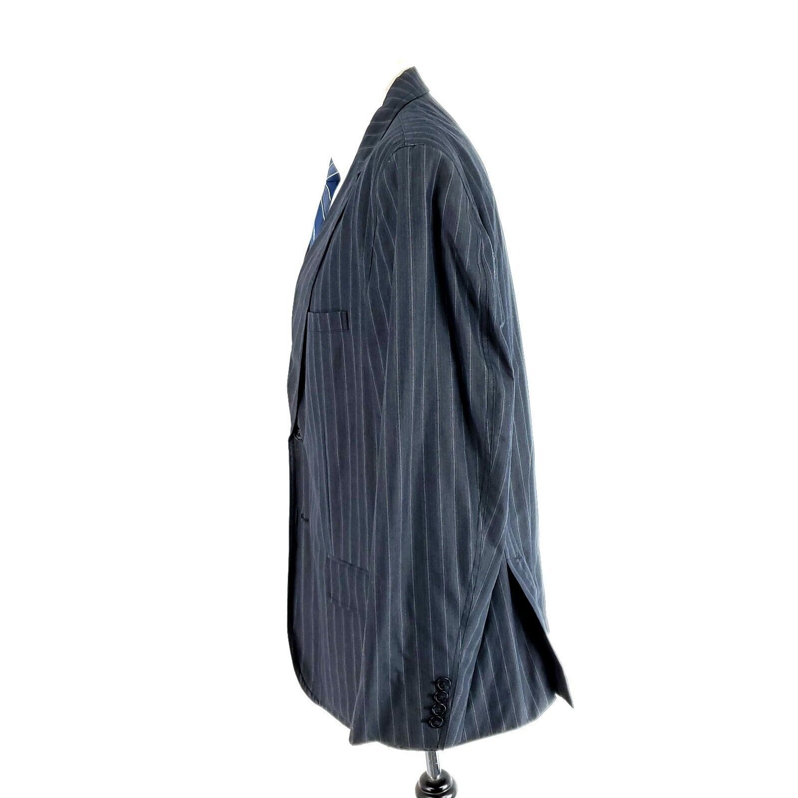 Calvin Klein Calvin Klein Cotton 2 Button Suit Jacket 42R Gray Striped XL Size 42R - 4 Thumbnail