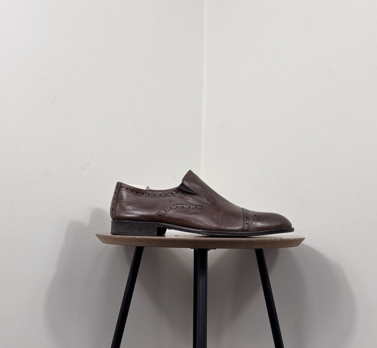 Baldinini Baldinini Men’s Brown Leather Cap Toe Slip On Dress Shoes Size US 12 / EU 45 - 3 Thumbnail