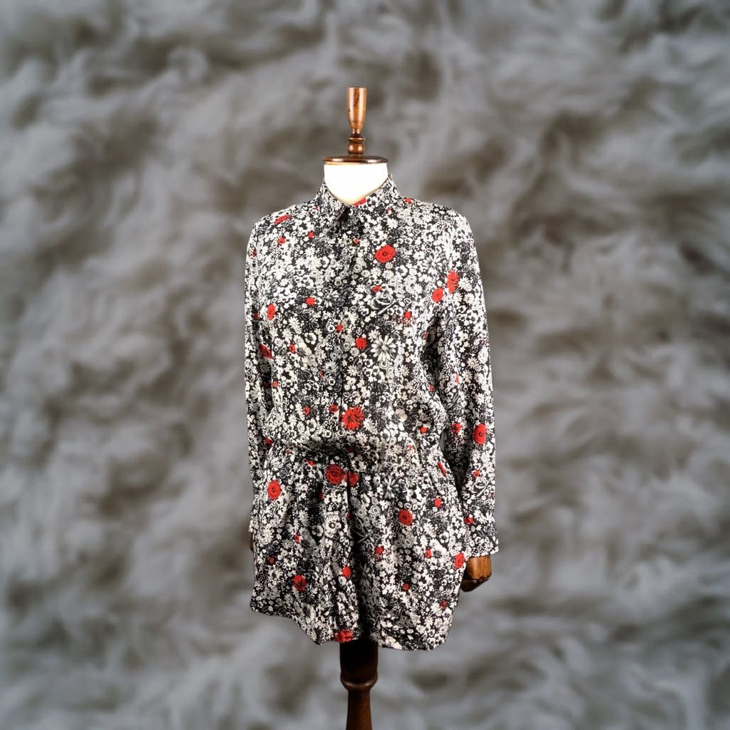 Zadig & Voltaire Zadig & Voltaire Tunic Silk Women Black Patterned Floral Long Sleeve Collared Button Pocket Blouse Modern style Size ONE SIZE - 1 Thumbnail