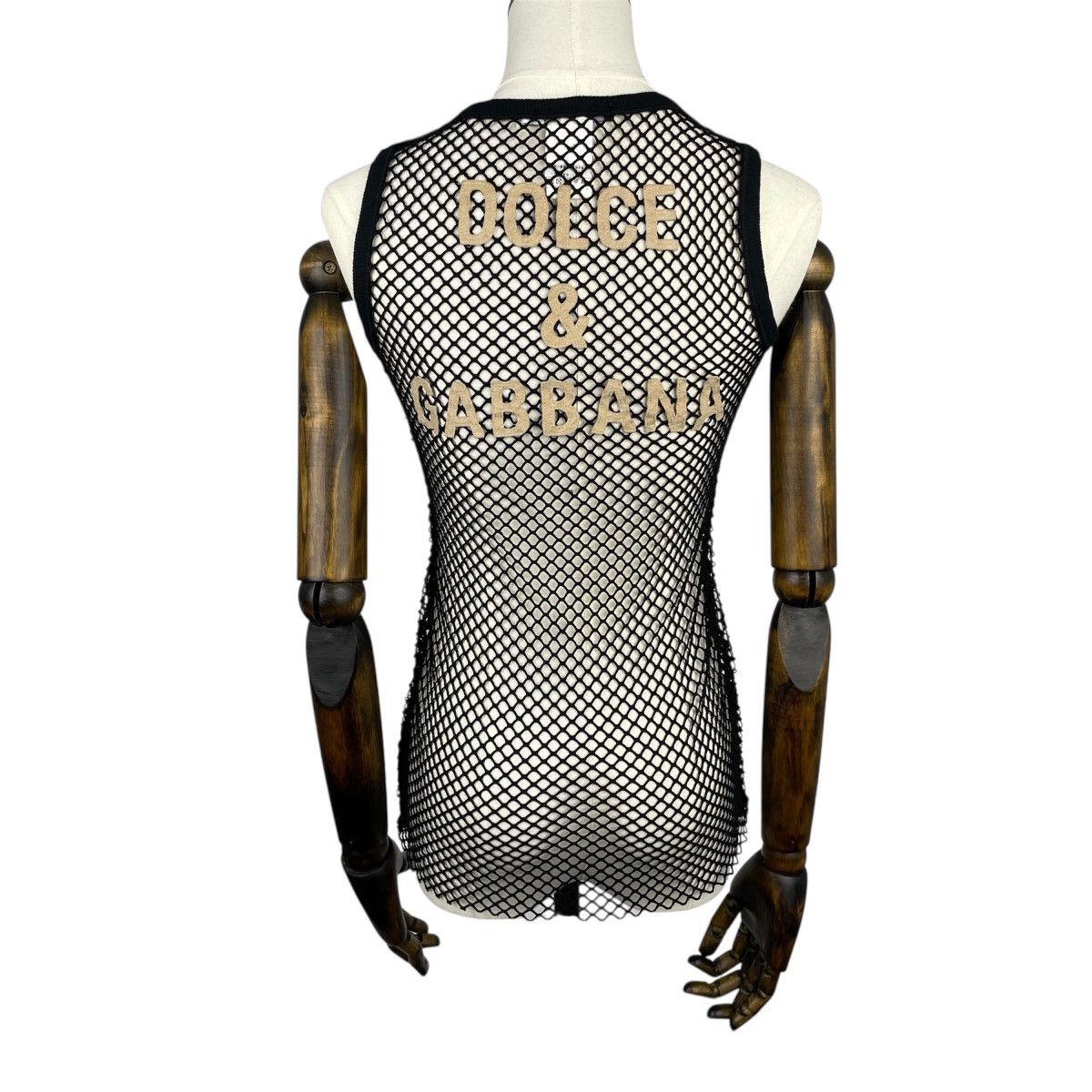 Dolce & Gabbana Dolce Gabbana Mesh Tank Top Leather Logo & Back Spellout Size S / US 4 / IT 40 - 5 Thumbnail