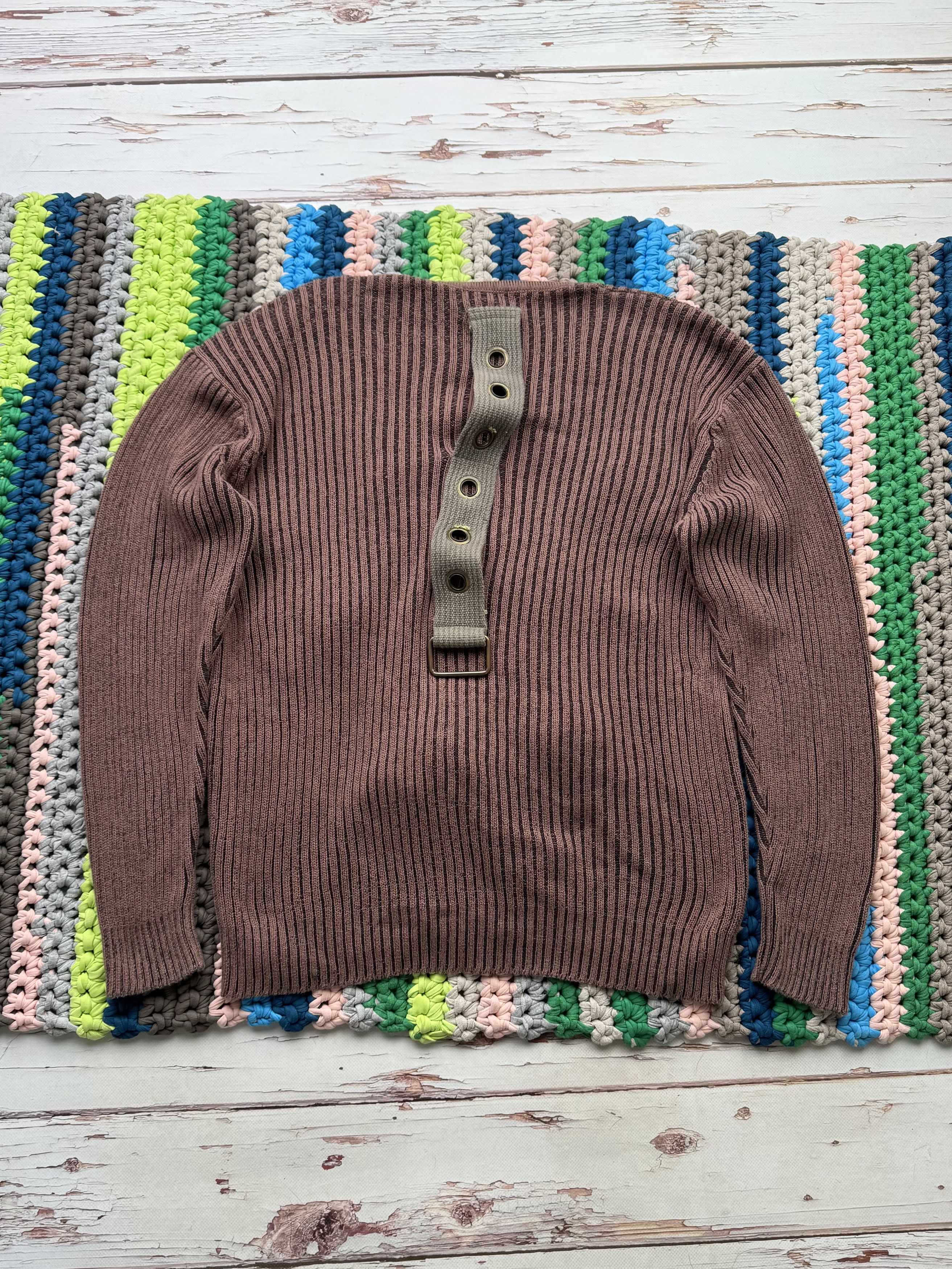 Vintage Vintage Ribbed Sweater With Belted (ET1)(D15) Size US S / EU 44-46 / 1 - 4 Thumbnail
