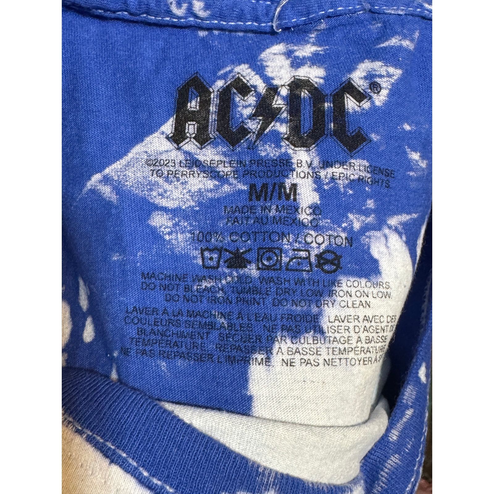 Unknown London ACDC Money Talks Tie-Dye T-Shirt Blue and White Size Medium Size US M / EU 48-50 / 2 - 4 Thumbnail