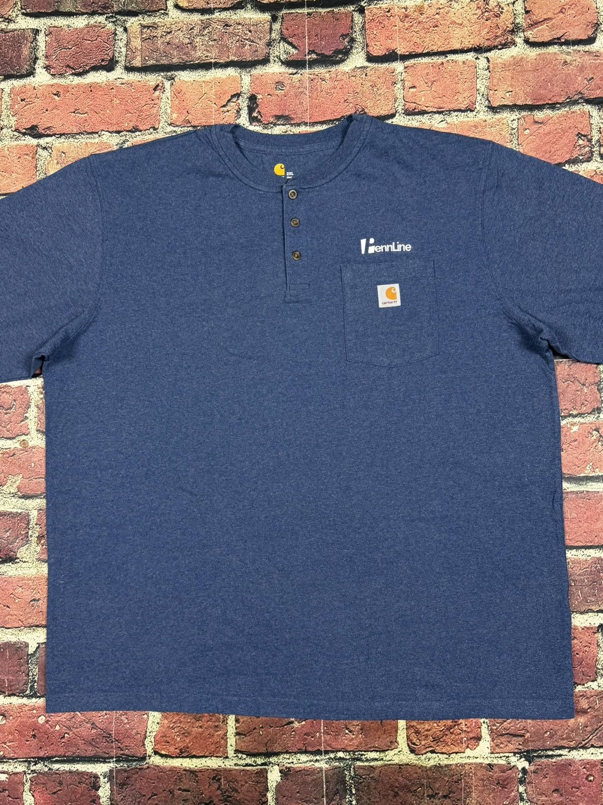 Carhartt Carhartt Henley T Shirt Blue Pocket Tee K84 Penn Line Size US XXL / EU 58 / 5 - 2 Thumbnail