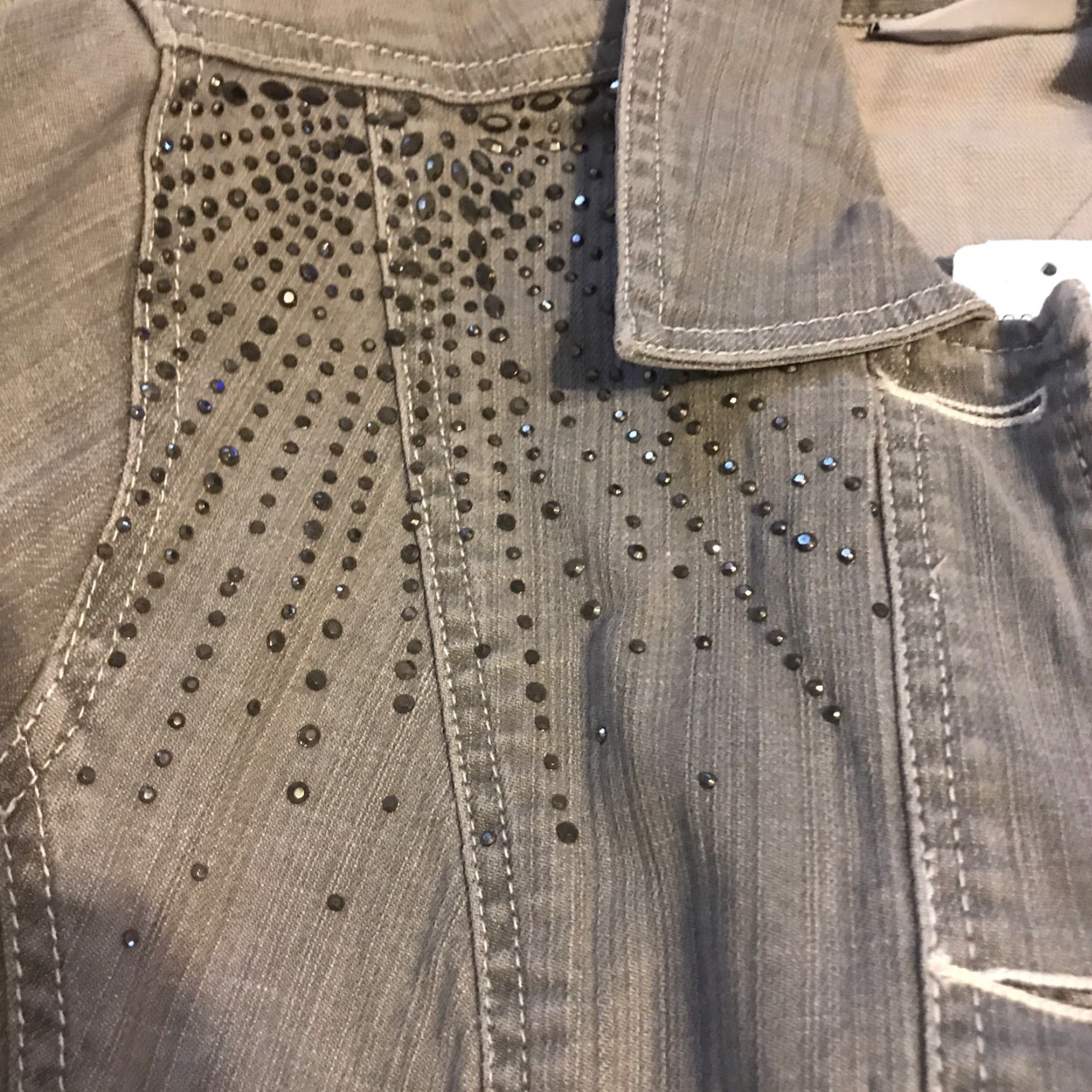 Vintage Chico's Jacket Denim Jacket Rhinestone Gray Platinum Size 0 NWT Women Regular Size XS / US 0-2 / IT 36-38 - 3 Thumbnail