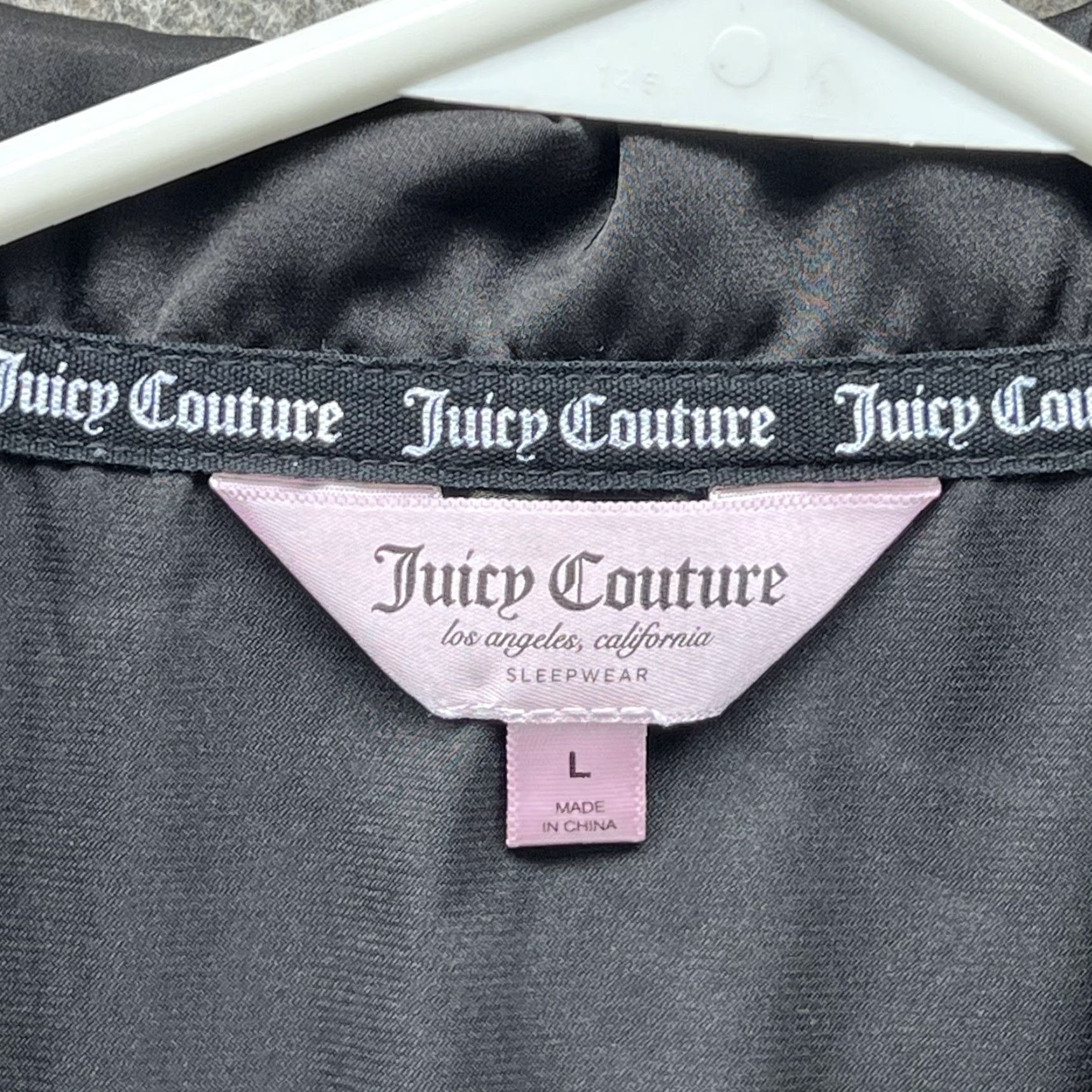 Juicy Couture Juicy Couture Sleep Shirt Womens Large Black Satin Nightgown Rhinestone Logo Shirt Size L / US 10 / IT 46 - 2 Thumbnail