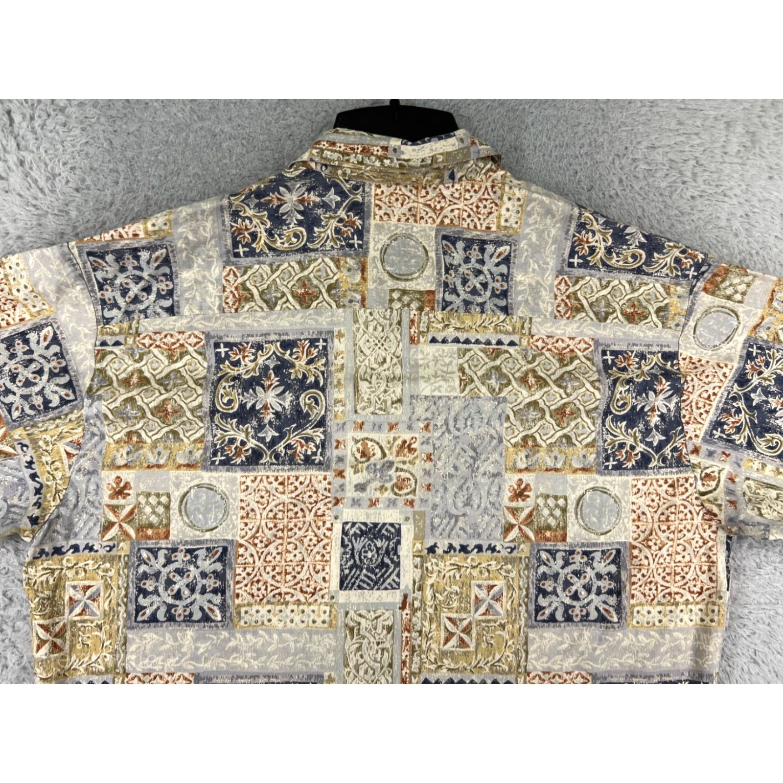 Tori Richard Tori Richard Shirt Mens Large Beige Quilt Pattern Button Up Hawaiian Cotton Lawn Size US L / EU 52-54 / 3 - 6 Thumbnail