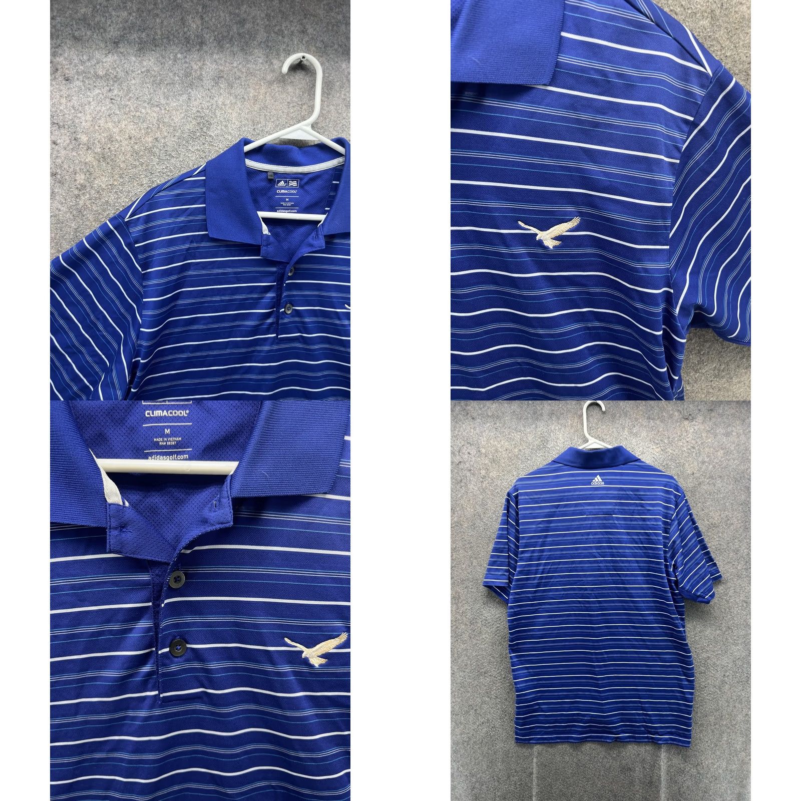 Adidas Adidas Climacool Polo Shirt Mens Medium Blue Stripe Golf Performance Shirt Size US M / EU 48-50 / 2 - 8 Thumbnail