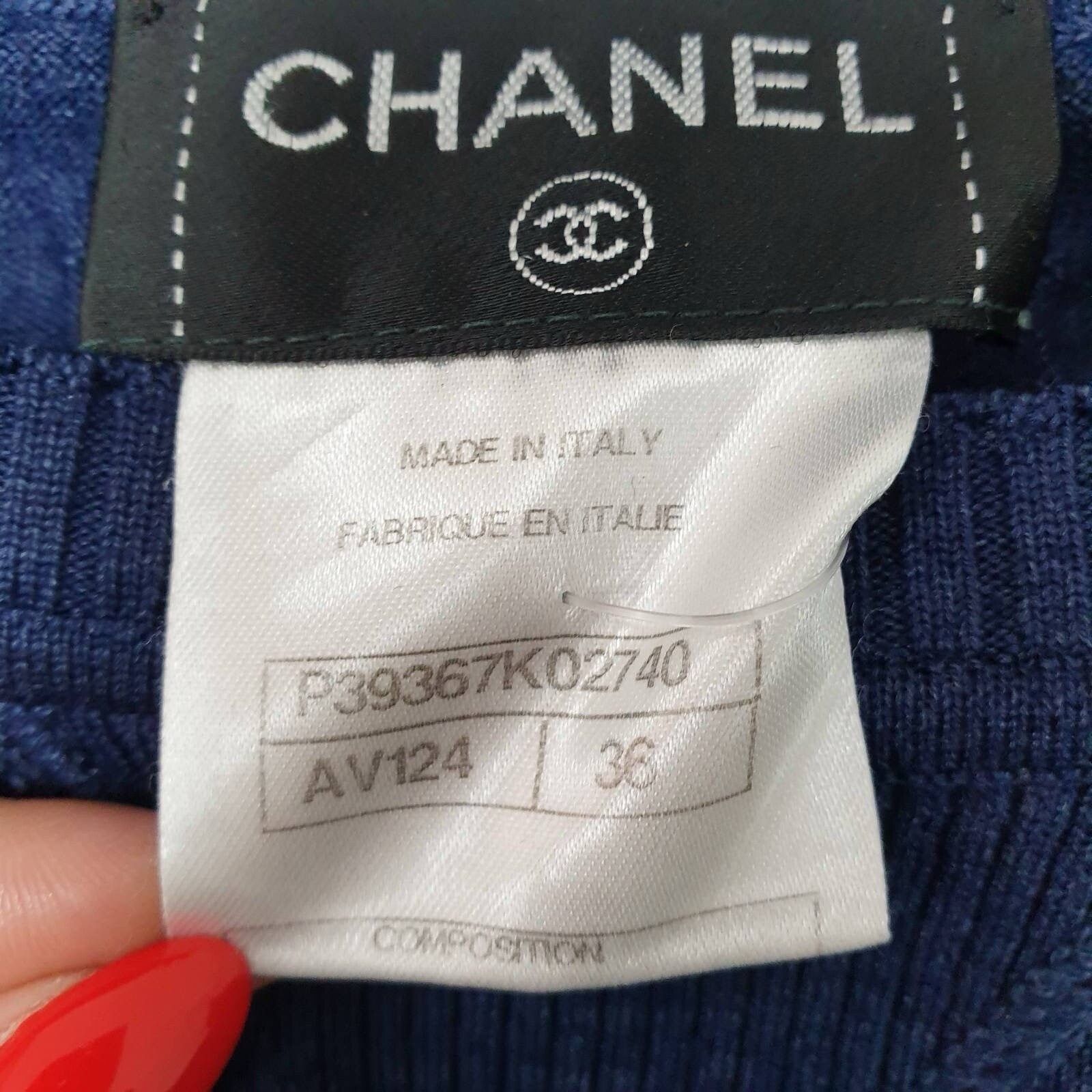 Chanel Chanel Navy Long Sleeve Knit Dress Sz.36 Size XS / US 0-2 / IT 36-38 - 4 Thumbnail