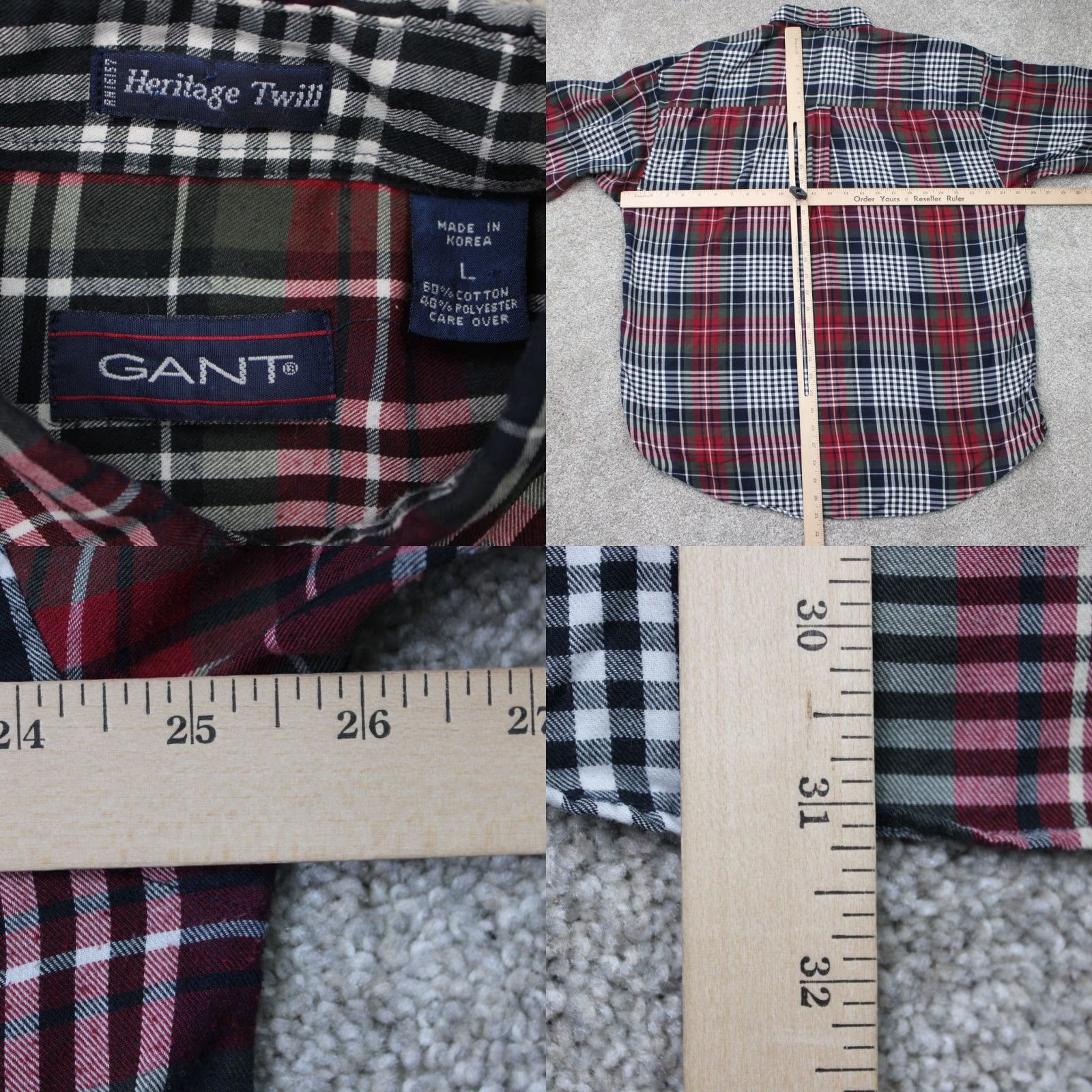 Gant GANT Shirt Mens Large Red Plaid Heritage Twill Long Sleeve Button-Up Cotton/Polyester Birthday 90s Mens Size US L / EU 52-54 / 3 - 8 Thumbnail