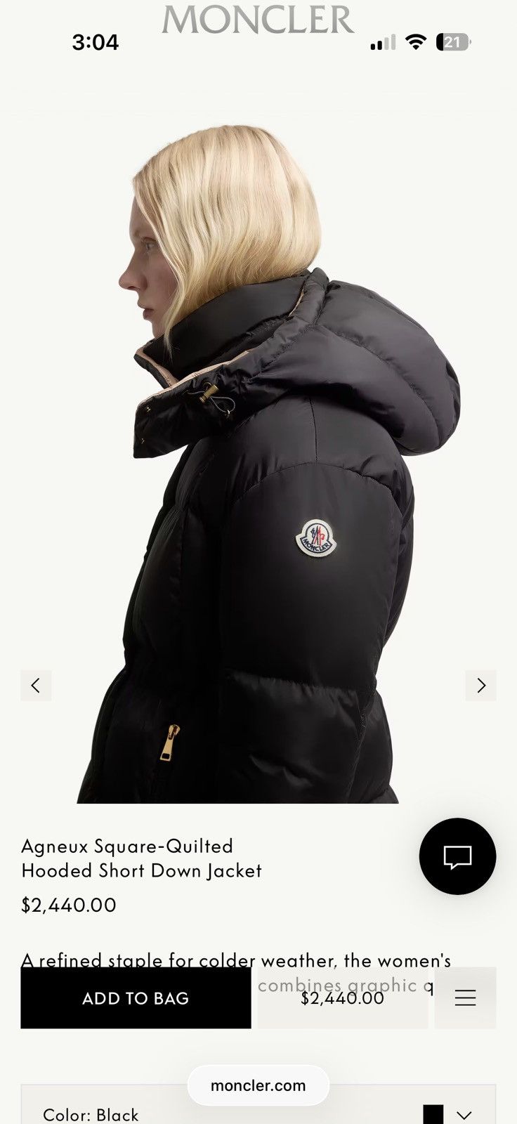 Moncler Moncler Agneux Square-Quilted Hooded Short Down Jacket Size XS / US 0-2 / IT 36-38 - 3 Thumbnail