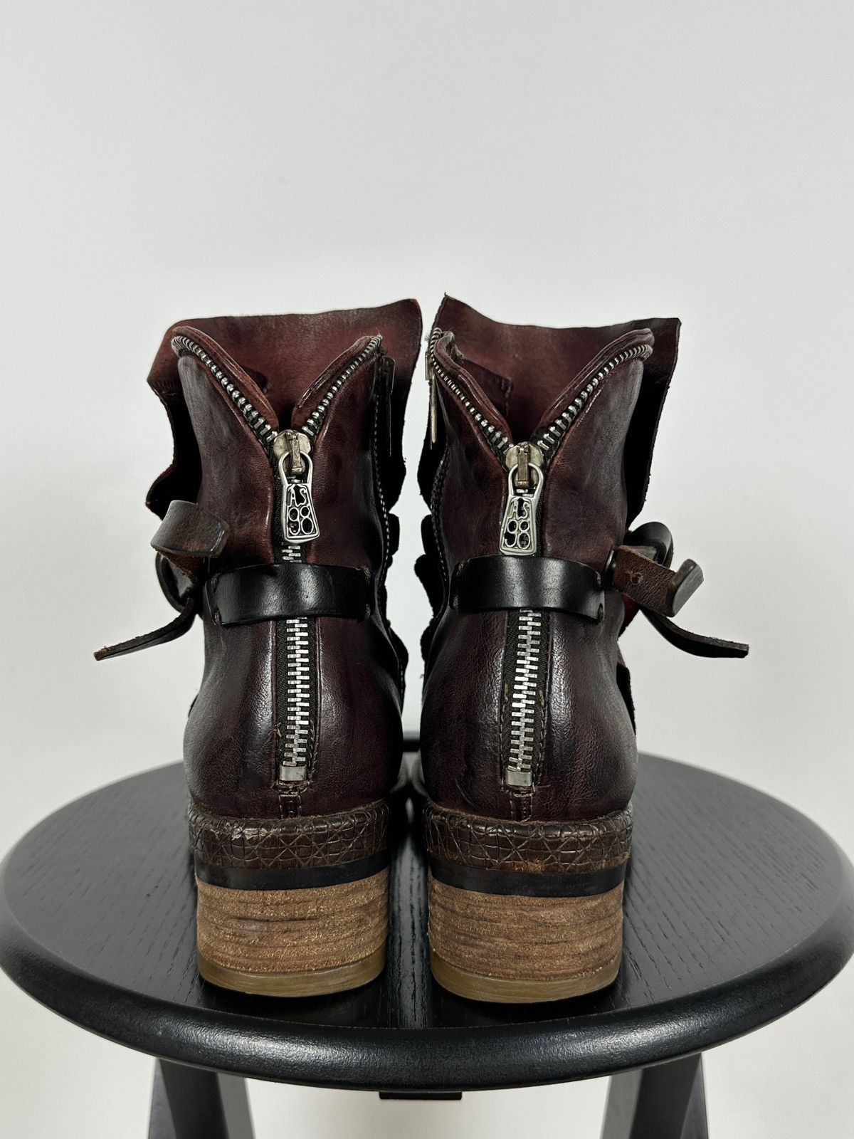 A.S.98 A.S.98. Airstep Burgundy Leather Biker Ankle Boho Boots Size US 9 / IT 39 - 10 Thumbnail