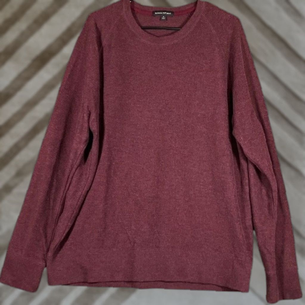 Banana Republic Banana Republic Mens Sweatshirt Burgundy Crew Neck Long Sleeve XL Pullover Knit Casual Business Workwear 90s Preppy Normcore Mens Size US XL / EU 56 / 4 - 1 Thumbnail