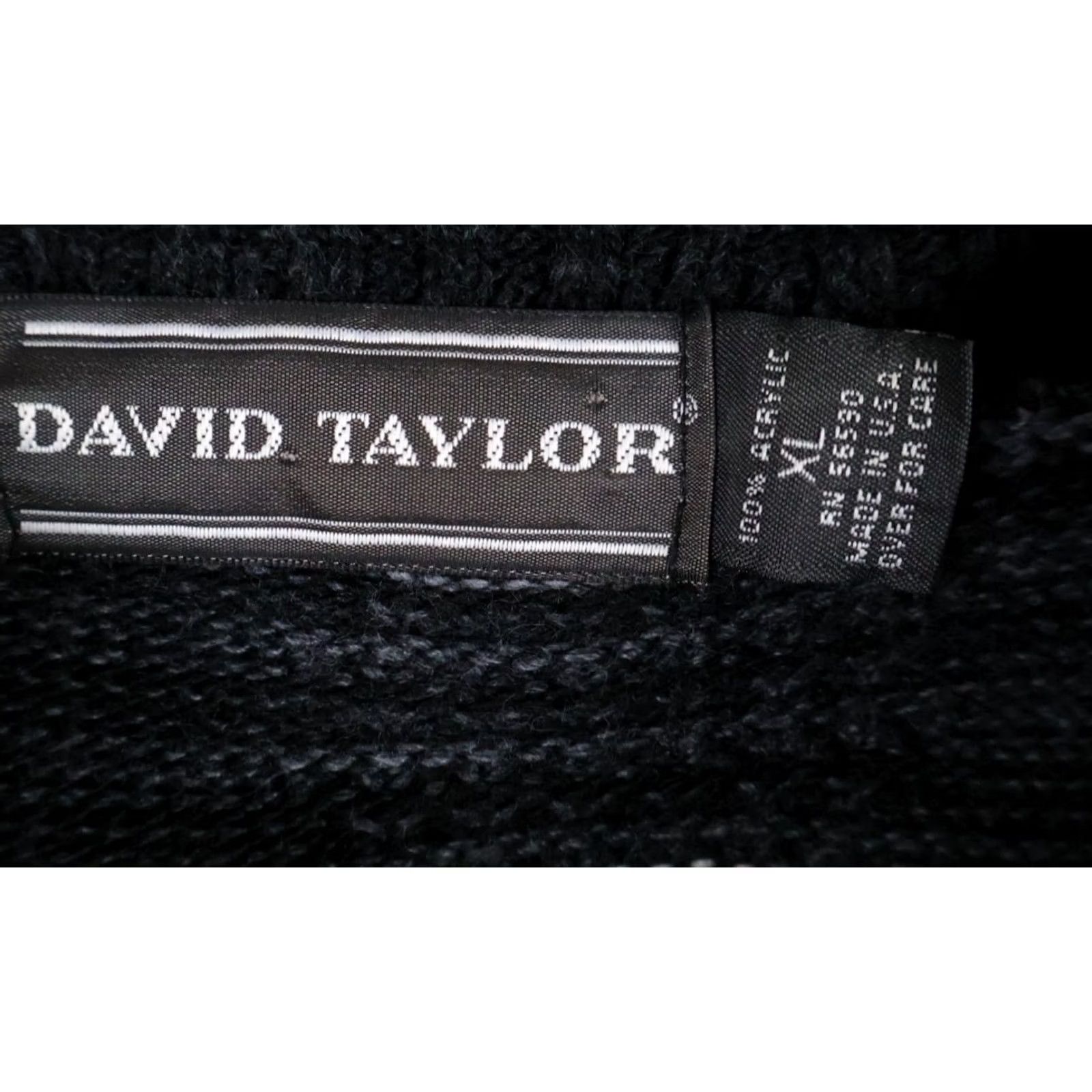 Vintage VINTAGE David Taylor Sweater Mens XL Gray Black Textured Stripe Knit USA Made VTG Size US XL / EU 56 / 4 - 3 Thumbnail