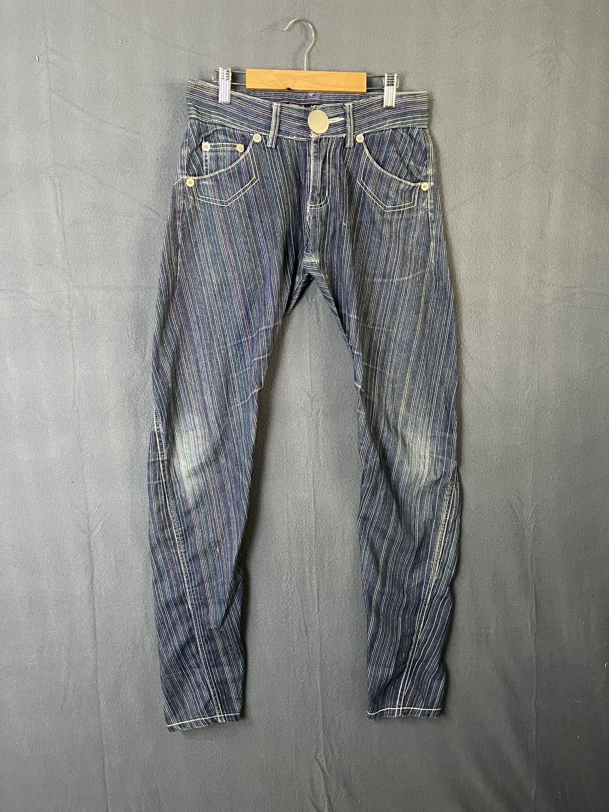 Japanese Brand × Vintage Chamblue Stripes Hickory Denim Jeans Size 29" - 1 Thumbnail