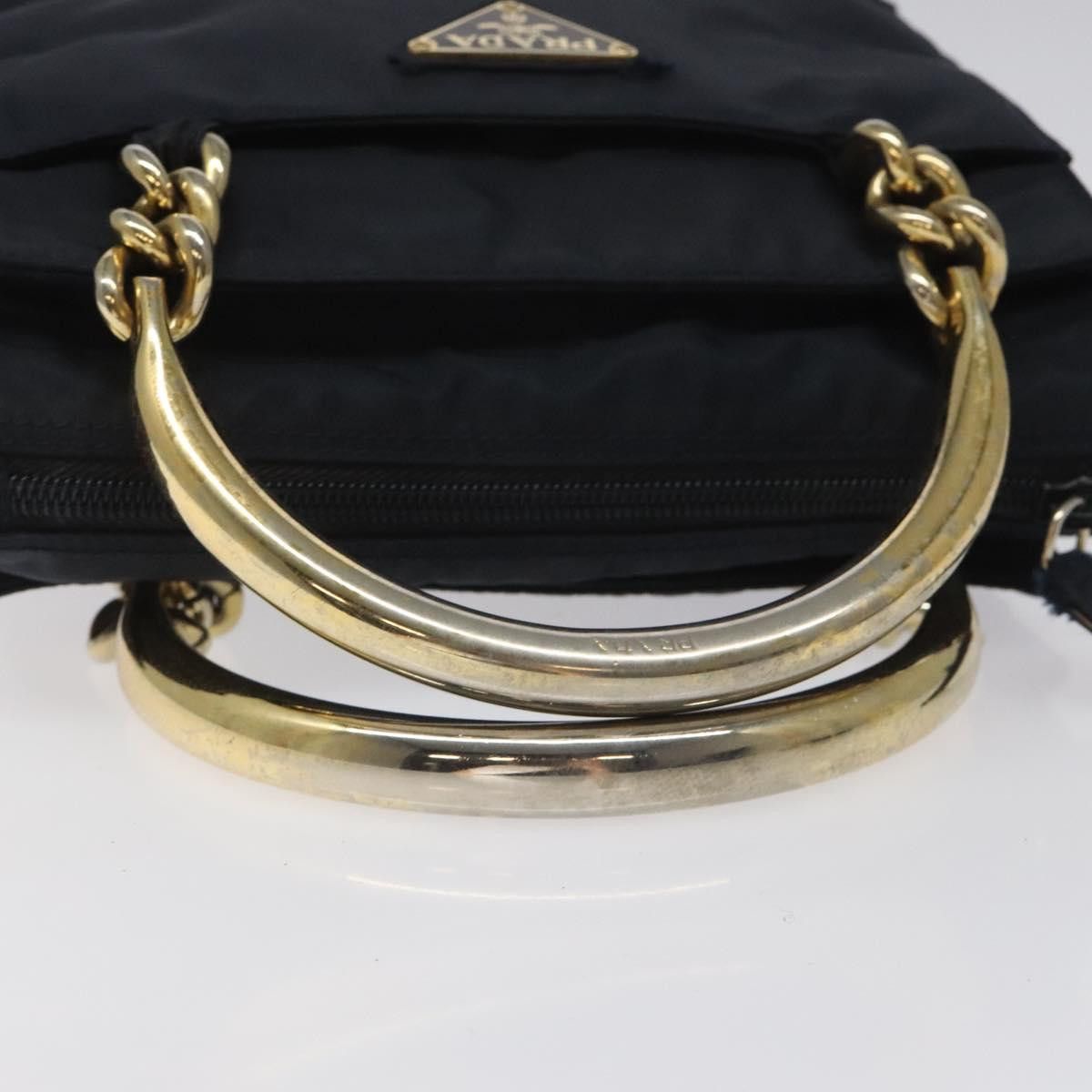 Prada PRADA Hand Bag Nylon Navy Gold Size ONE SIZE - 7 Thumbnail