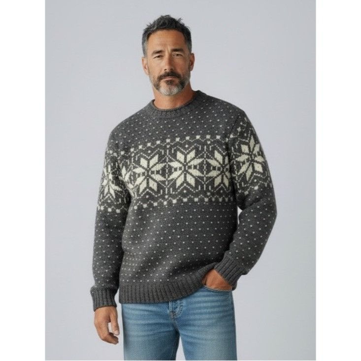 Woolrich Woolen Mills Woolrich Charcoal and Cream Fair Isle Crewneck Sweater Men’s Size US XL / EU 56 / 4 - 1 Thumbnail