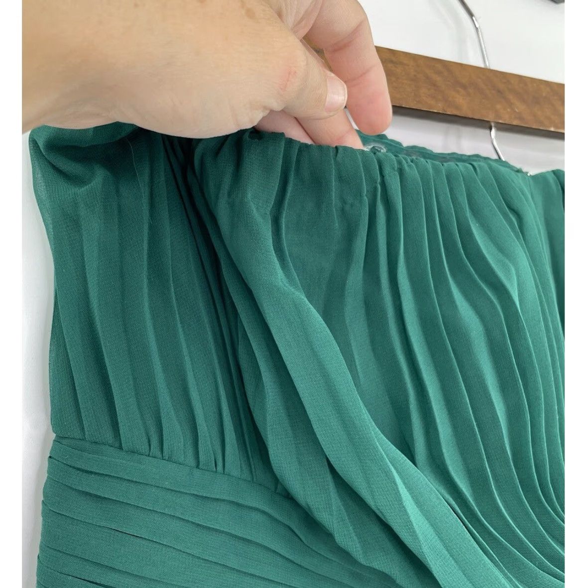 Vintage NWT The Limited Green Strapless A-Line Dress Short 14 Women Sleeveless Party Cocktail Chiffon Zip NWT Size XL / US 12-14 / IT 48-50 - 5 Thumbnail
