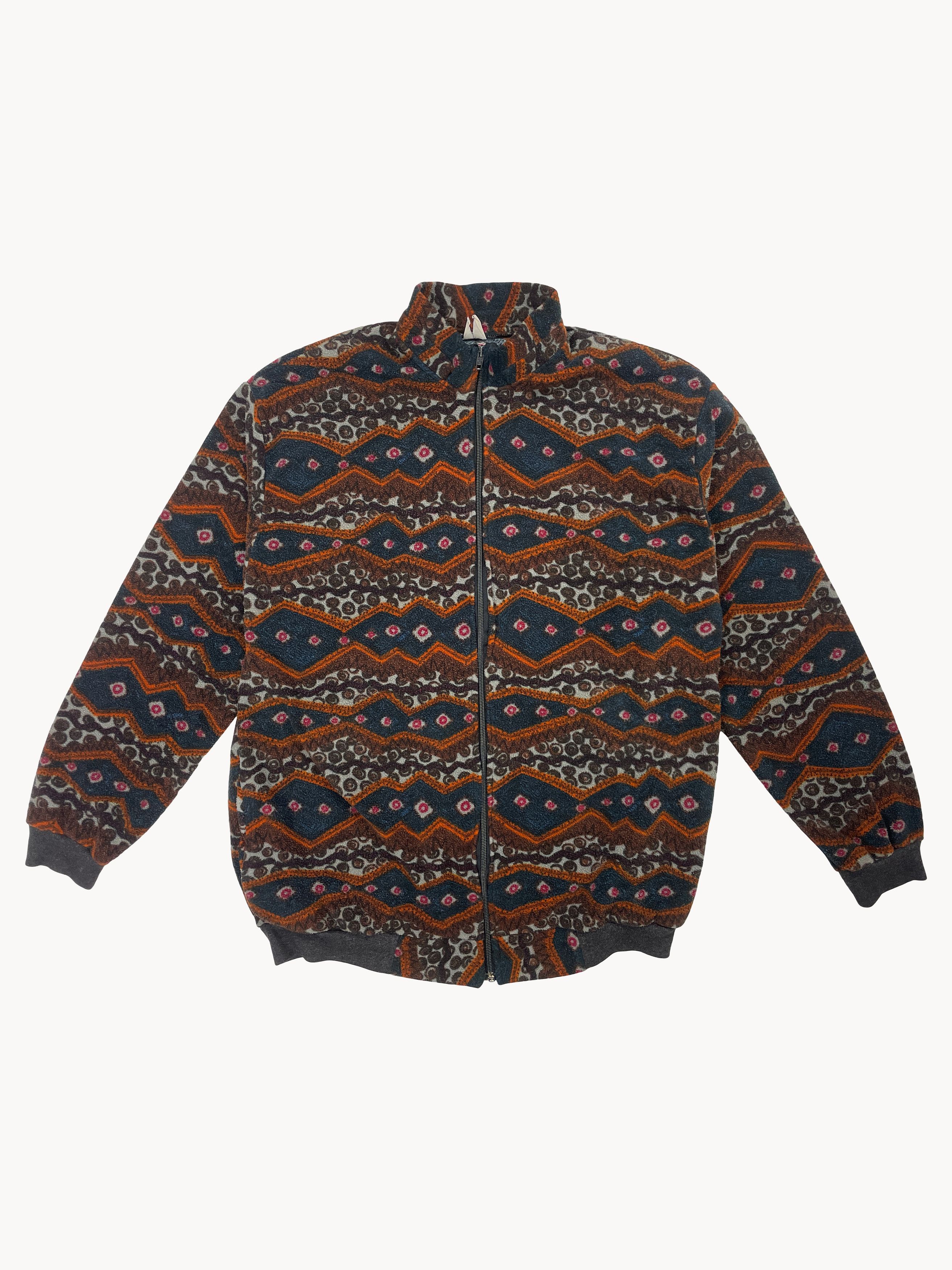 Vintage Vintage 90s Lemon Line Aztec Geometric Zip Fleece Jacket L Size US L / EU 52-54 / 3 - 1 Thumbnail