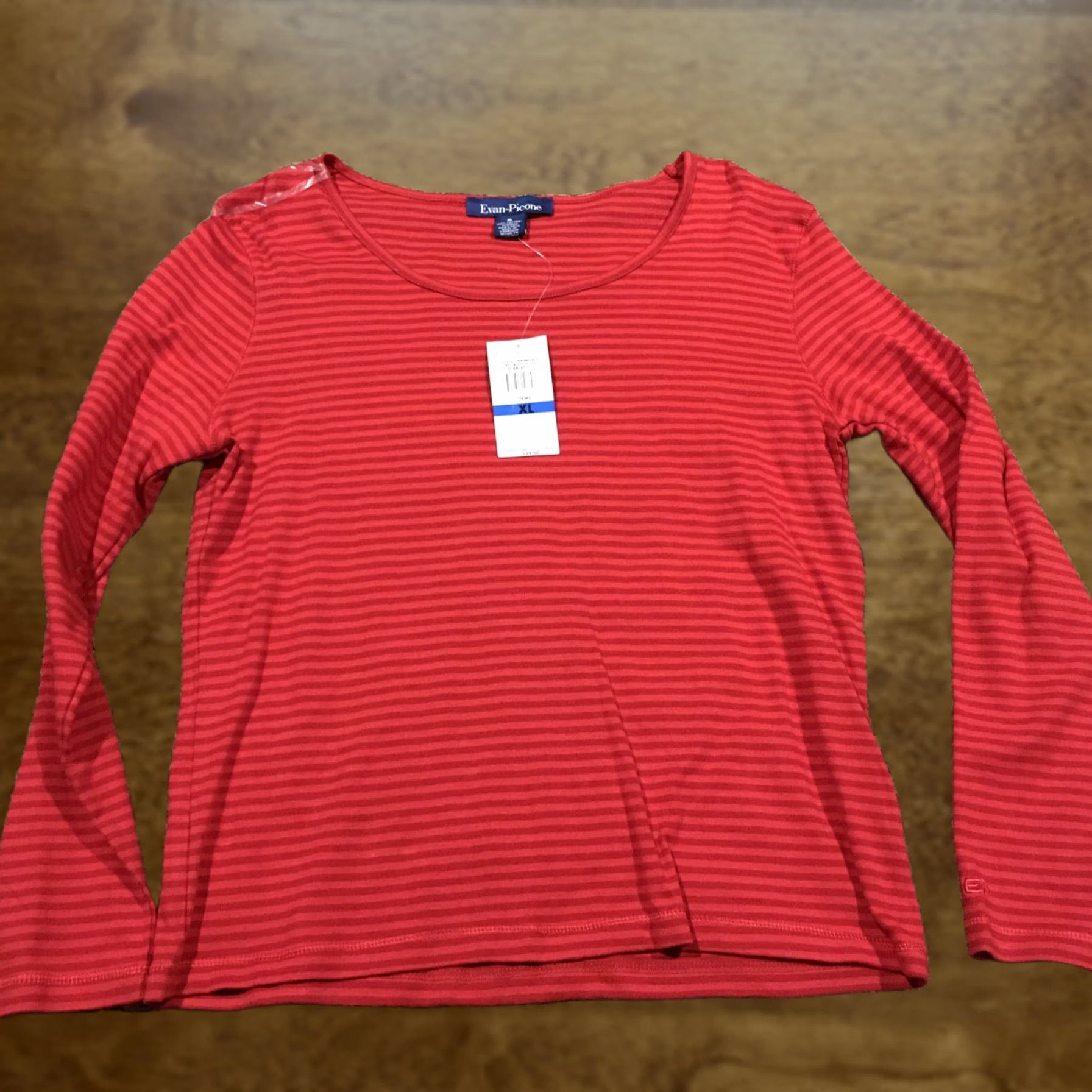 Evan Picone Evan Picone Womens XL Red Striped Sweater Cotton Nwt A24 Size XL / US 12-14 / IT 48-50 - 1 Thumbnail