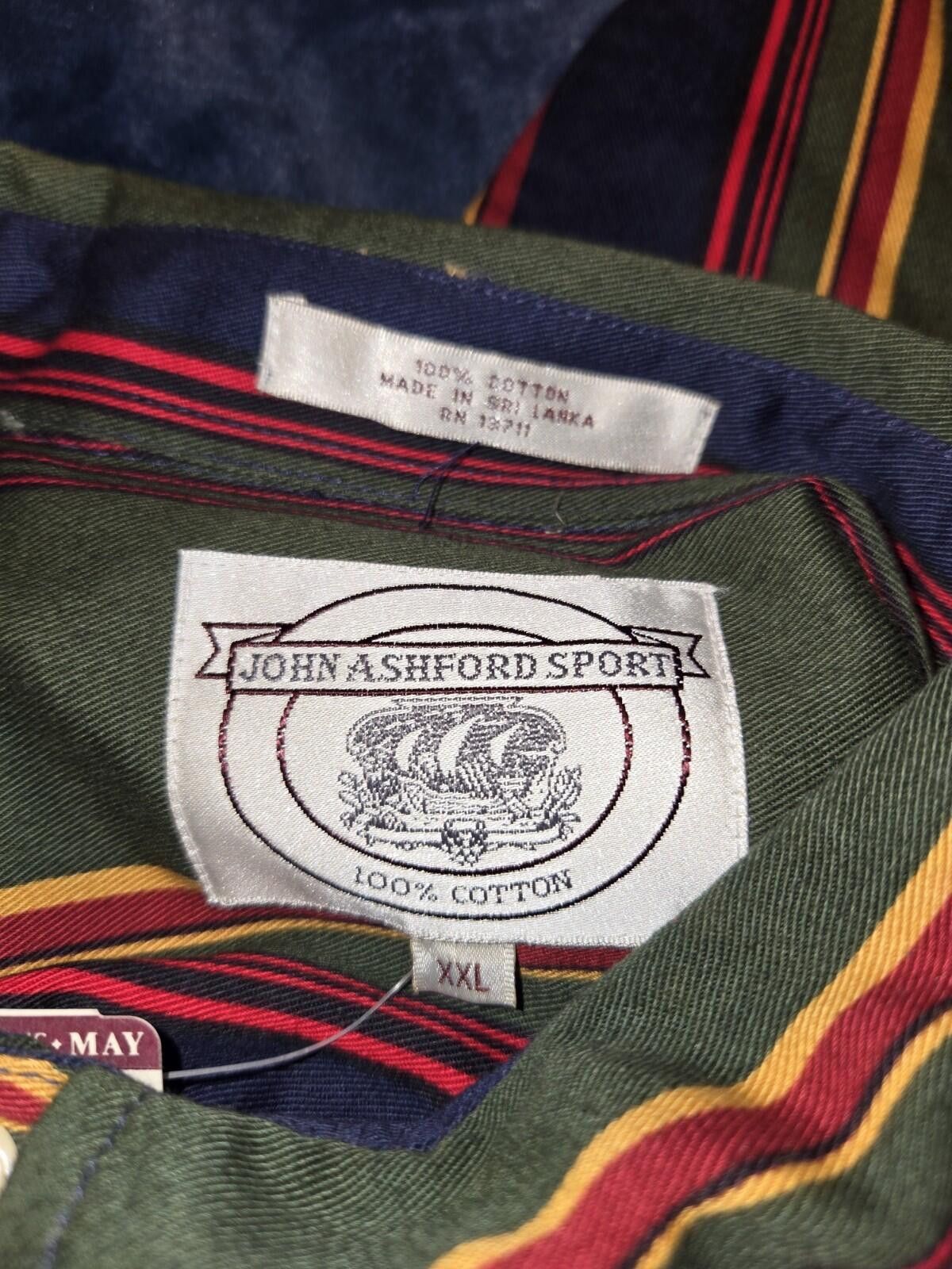 John Ashford John Ashford Sport Long Sleeve Green Striped Shirt XXL Size US XXL / EU 58 / 5 - 3 Thumbnail