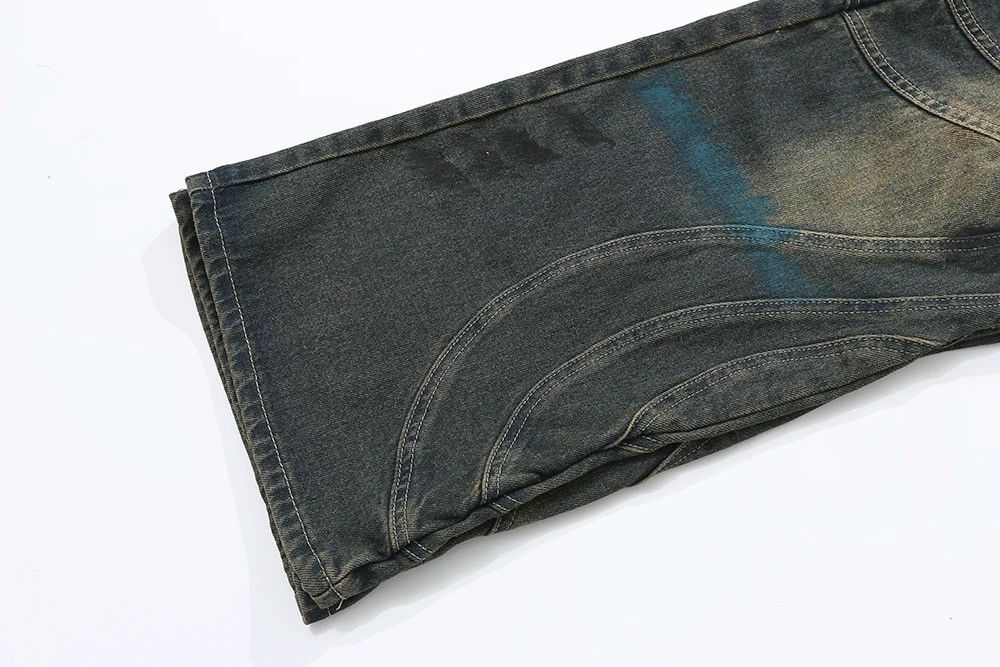 Japanese Brand × Jean × Vintage Painted Circle Striped Straight Flare Jeans Size US 32 / EU 48 - 10 Thumbnail