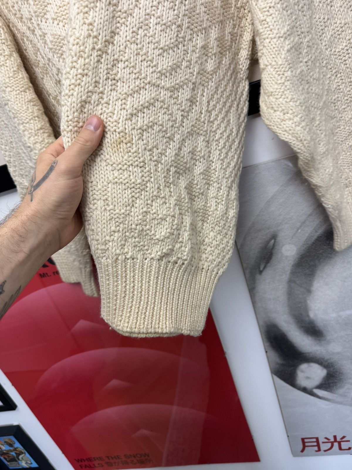 Vintage Australian Vintage 90s Lana Wool Sweater Knit Beige Oversize Size US L / EU 52-54 / 3 - 8 Thumbnail