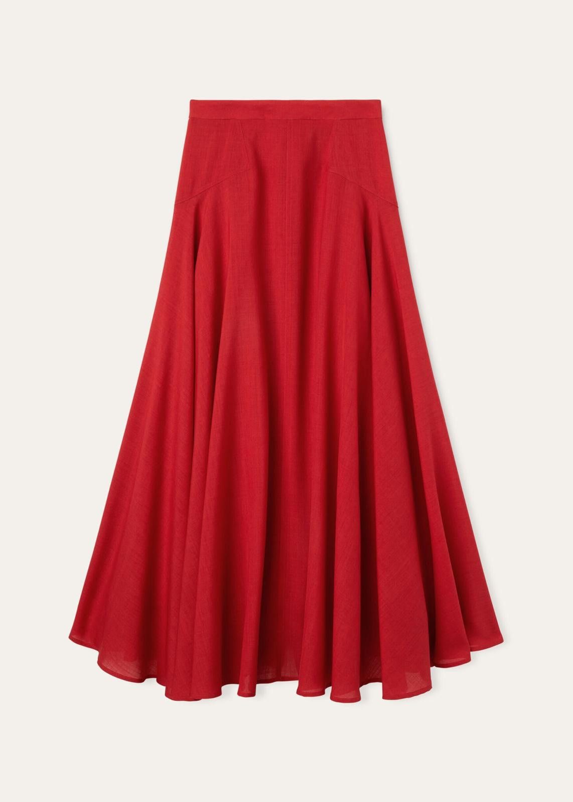 Loro Piana o1srvl11e0225 FAN7058 Flavia Skirt in Red Size 26" / US 2 / IT 38 - 1 Thumbnail