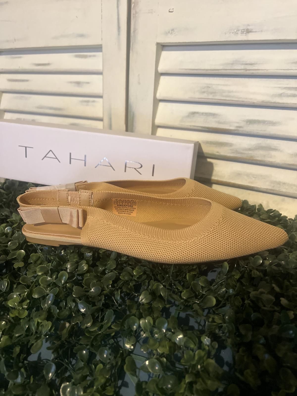 Elie Tahari Tahari Beige Vegan Textile Slingback Flats, Size 10 Size US 10 / IT 40 - 2 Thumbnail