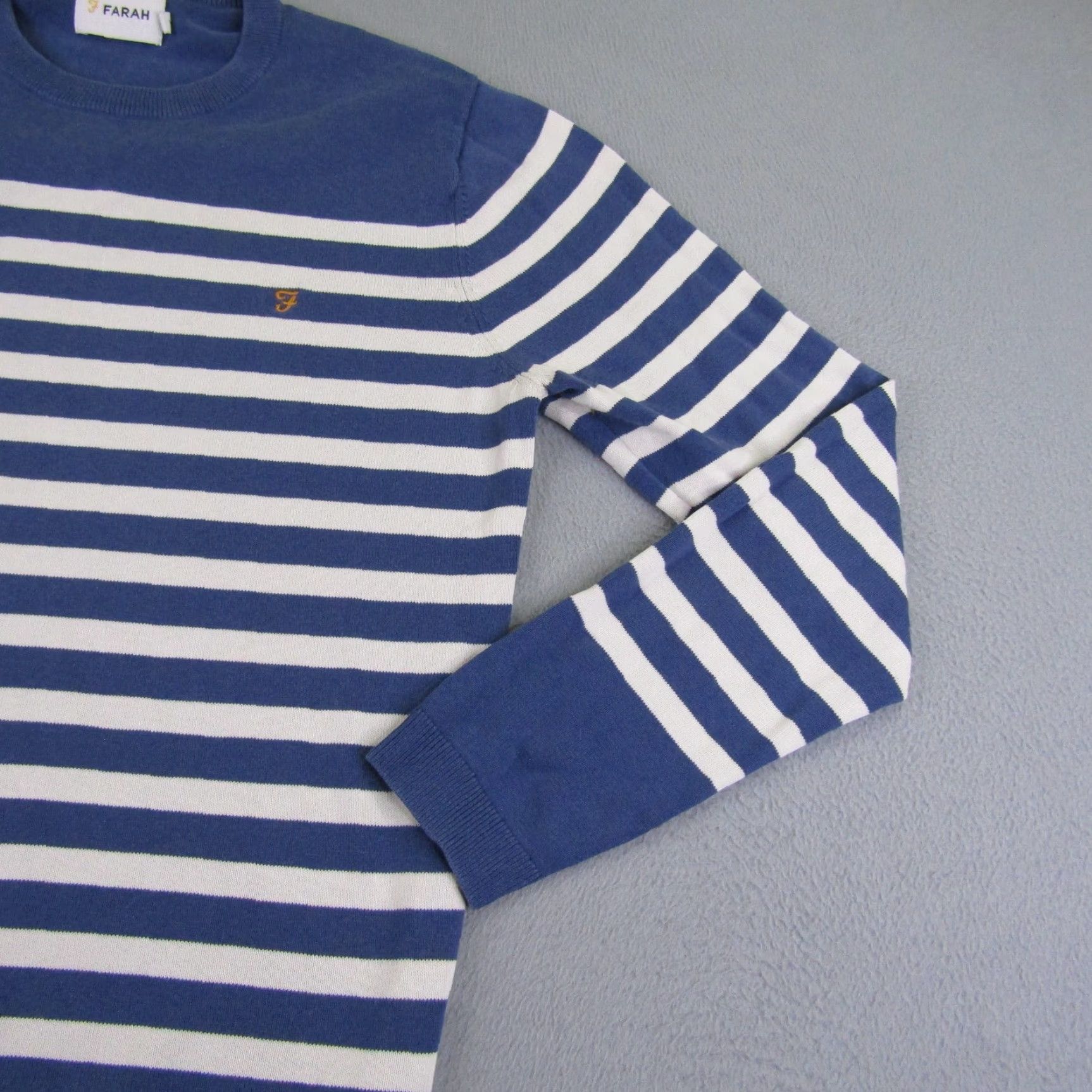 Farah VINTAGE Farah Sweater Womens M Blue White Stripes Pullover Crewneck Knit Size M / US 6-8 / IT 42-44 - 2 Thumbnail