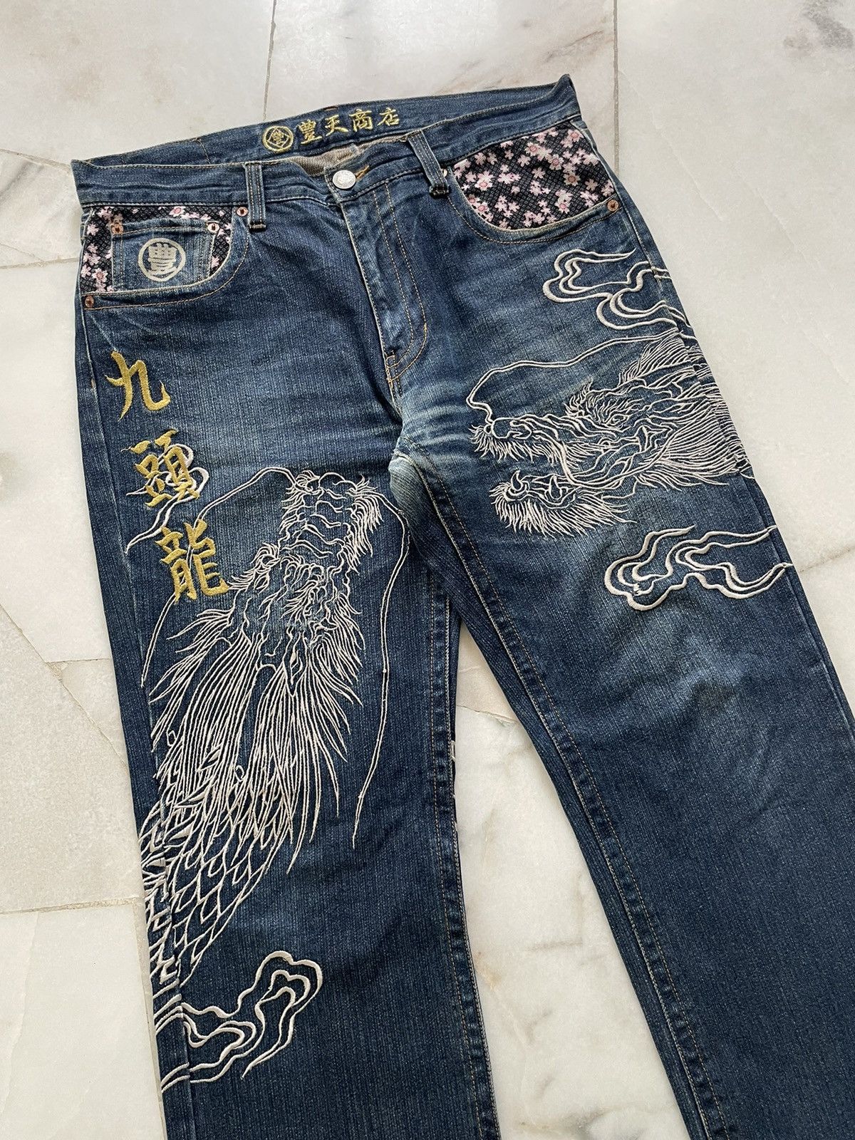 Japanese Brand Vintage Karakuri Temashi Dragon Embrodery Jeans Size US 36 / EU 52 - 3 Thumbnail