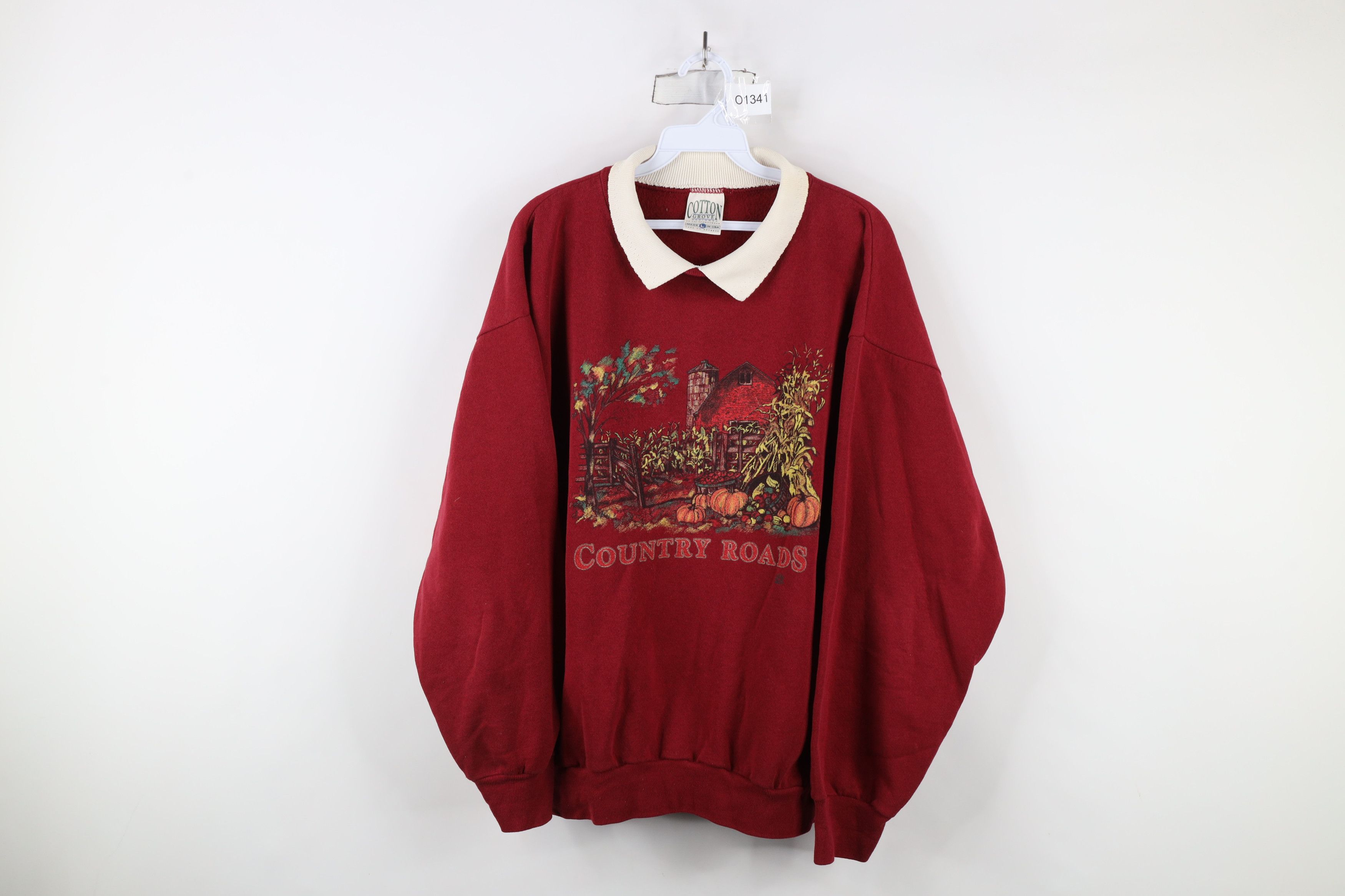 Vintage Vintage 90s Country Country Roads Collared Sweatshirt USA Size L / US 10 / IT 46 - 1 Thumbnail