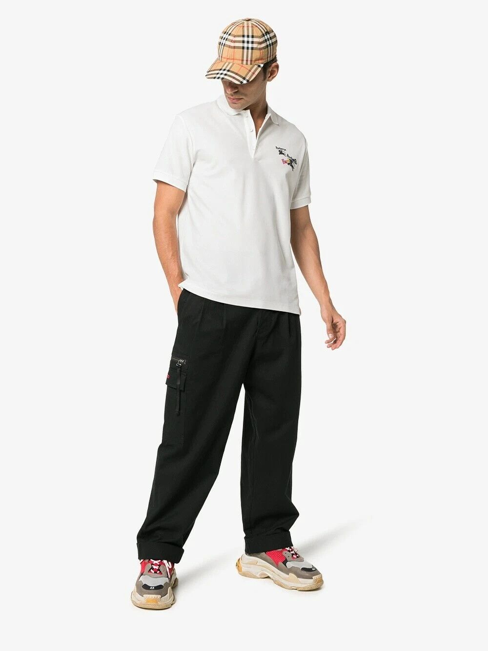Burberry White Embroidered Multi Logo Polo Size US XXL / EU 58 / 5 - 4 Thumbnail