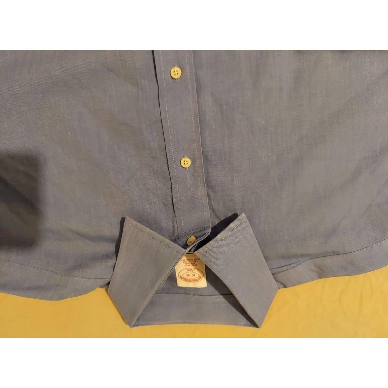Brooks Brothers Mens Brooks Brothers Dress Shirt 16 35 Blue Button French Cotton Size 42R - 4 Thumbnail
