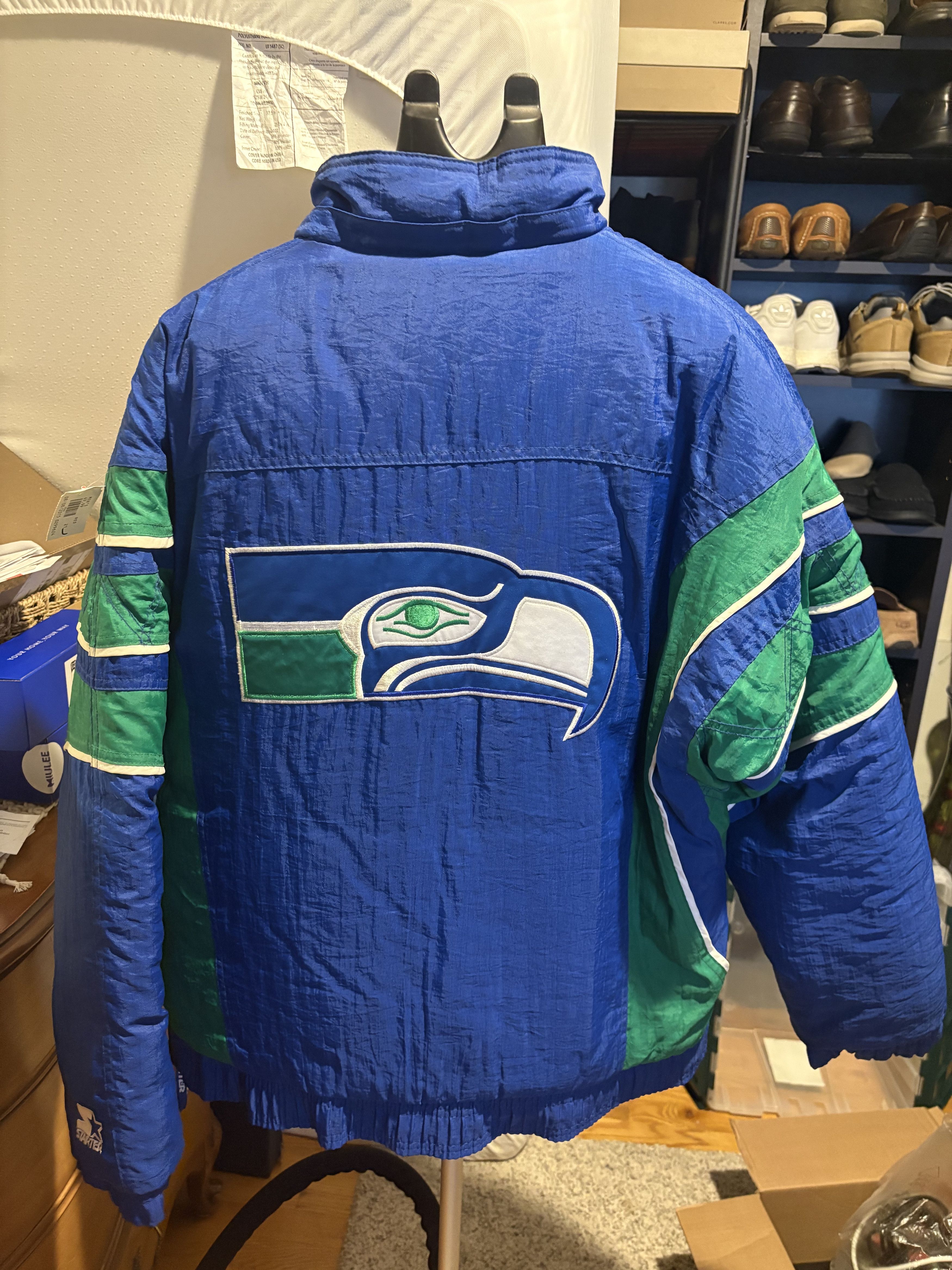 Starter Vintage 90s Seahwaks Starter Jacket - Size Large Size US L / EU 52-54 / 3 - 3 Thumbnail