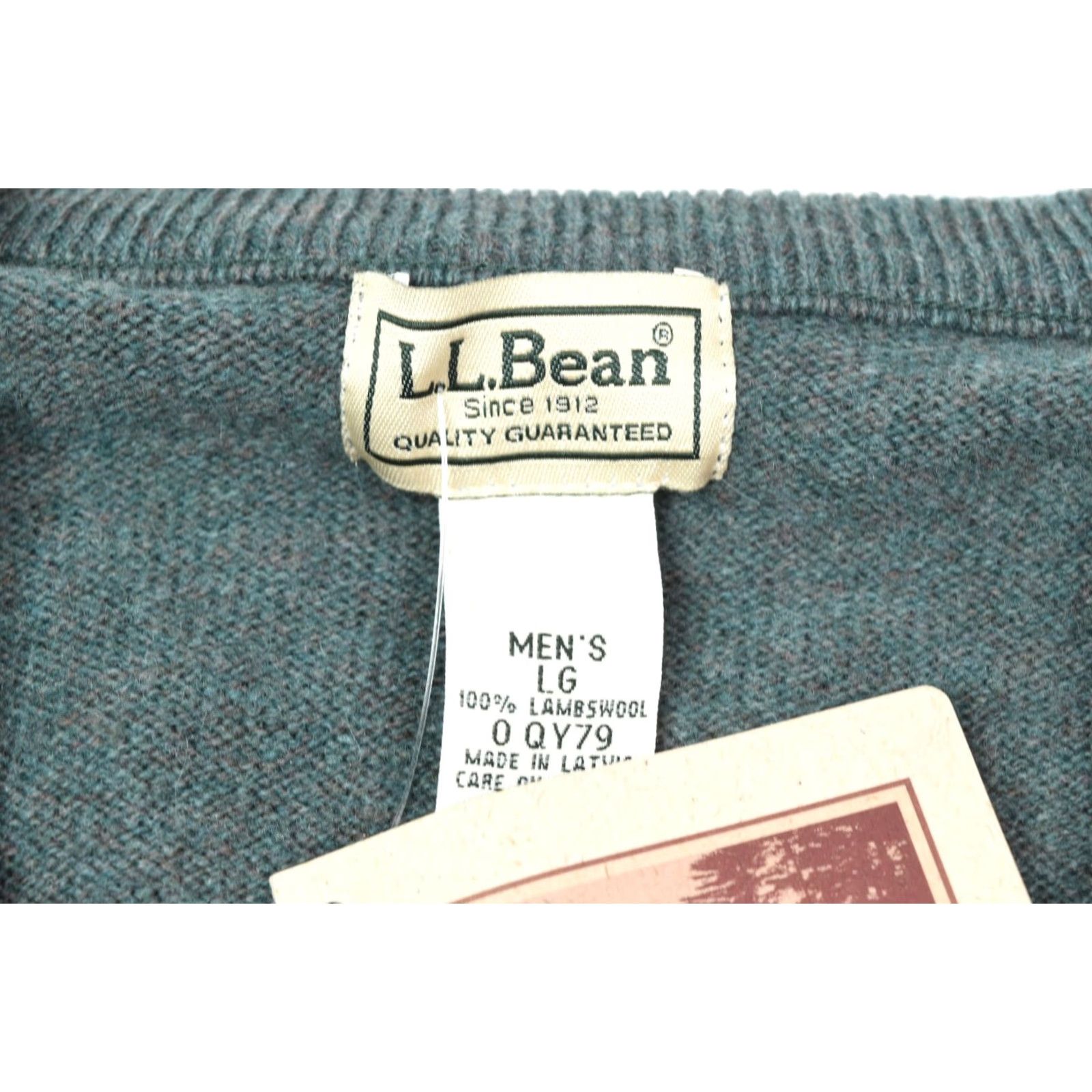 Vintage LL Bean Sweater Men Large Blue Long Sleeve V-Neck Pullover 100% Lambswool Size US L / EU 52-54 / 3 - 7 Thumbnail