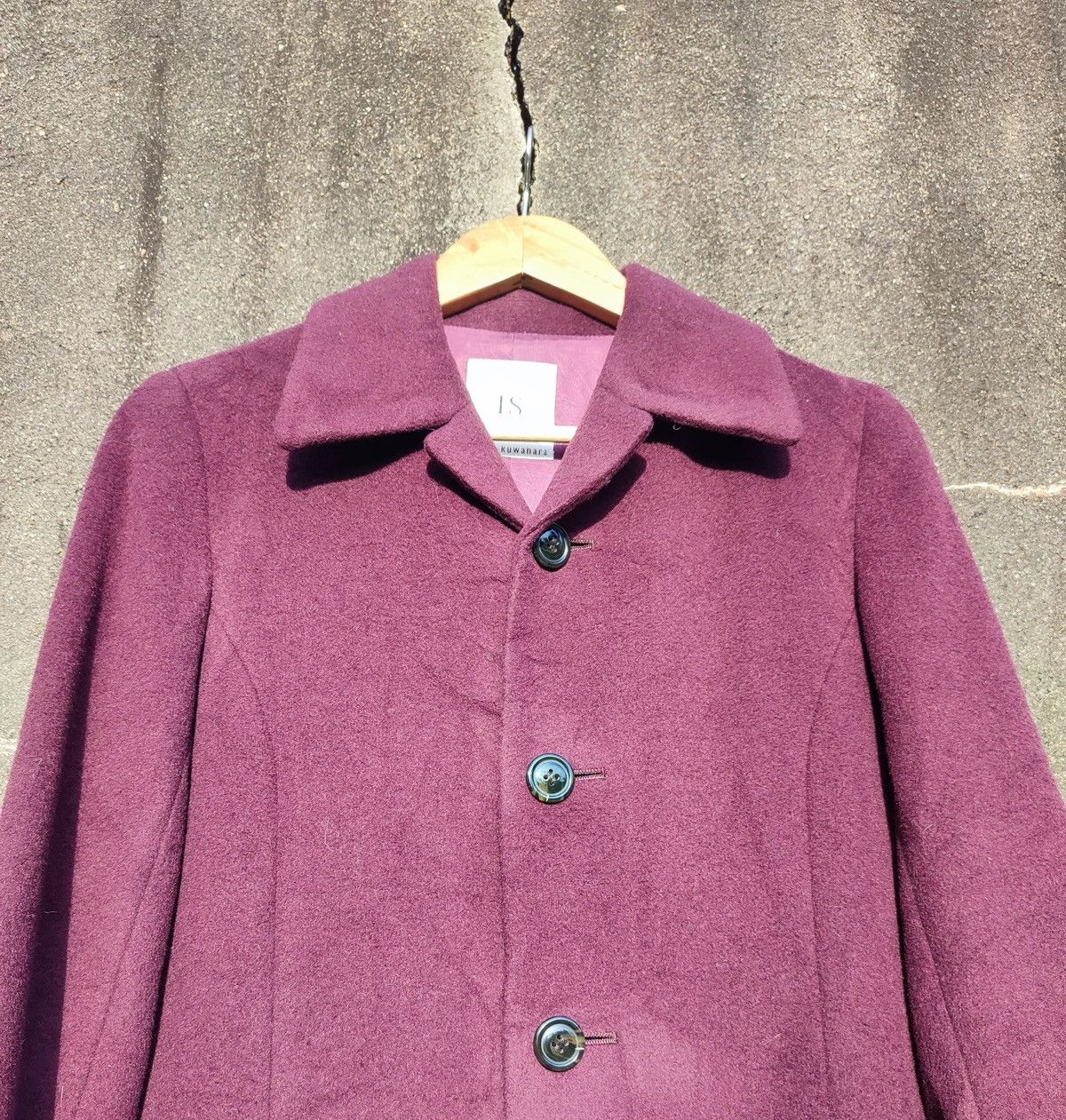 Issey Miyake I.S. sunao kuwahara Plum Wool Long Coat Avant-Garde Japanese Size S / US 4 / IT 40 - 2 Thumbnail