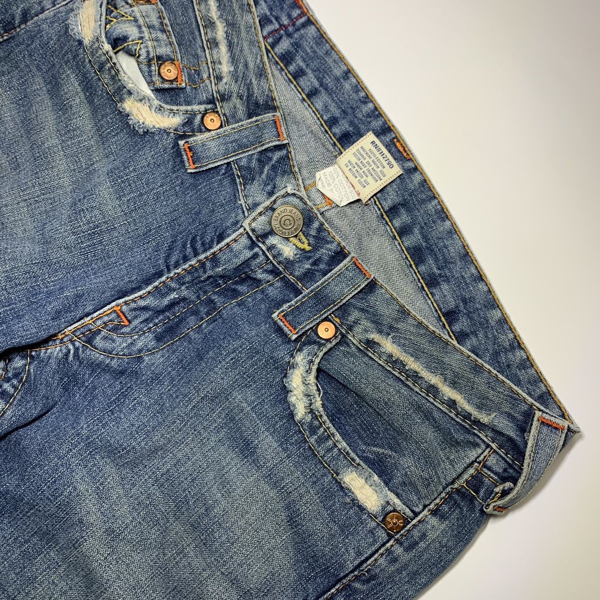 Other TRUE RELIGION FLARE DISTRESSED DENIM JEAN PANT Size US 30 / EU 46 - 12 Thumbnail