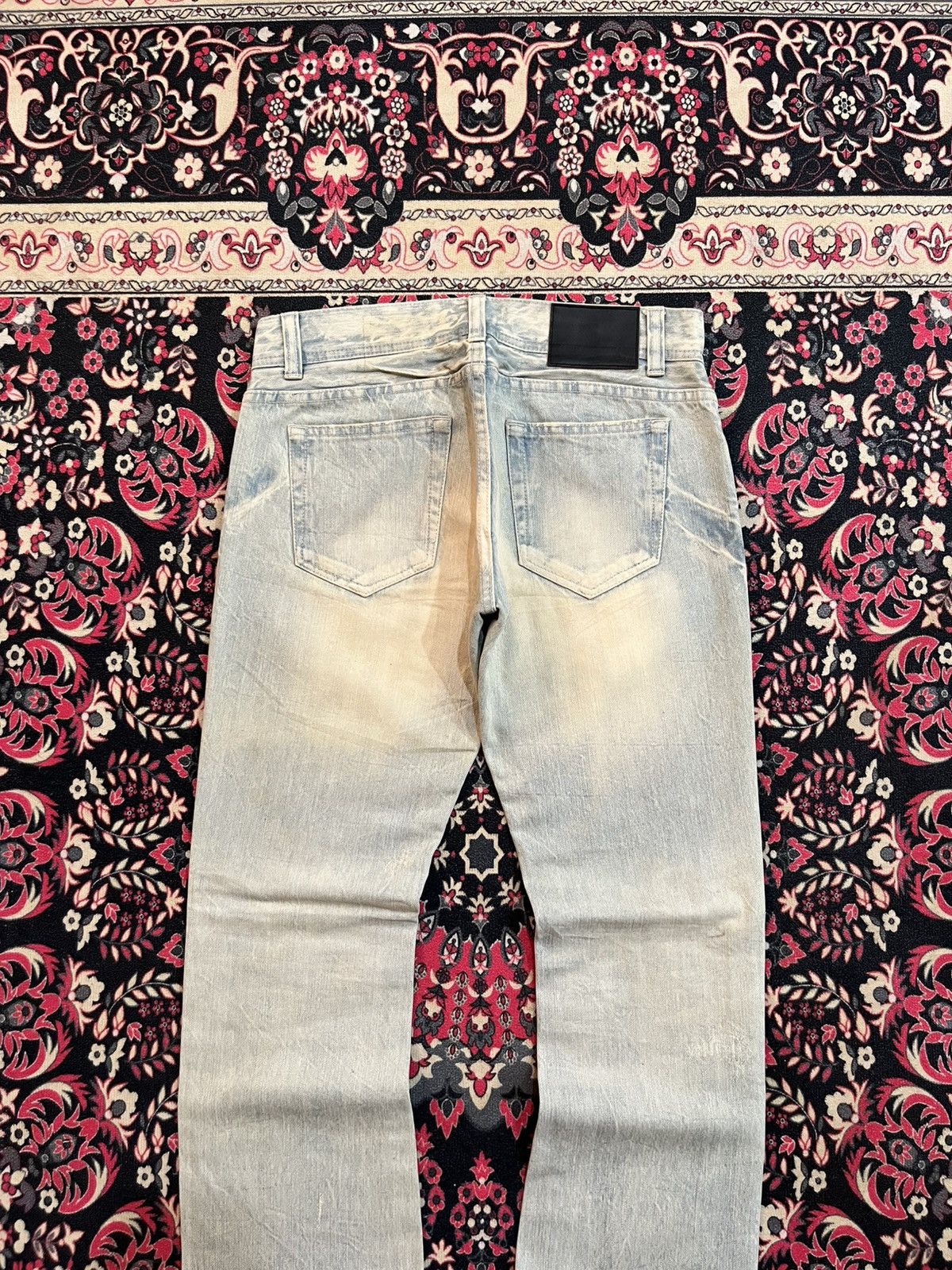 If Six Was Nine Japanese Brand La Gate Acid Blue Whisker Ripped Flare Jeans Size US 31 - 6 Thumbnail